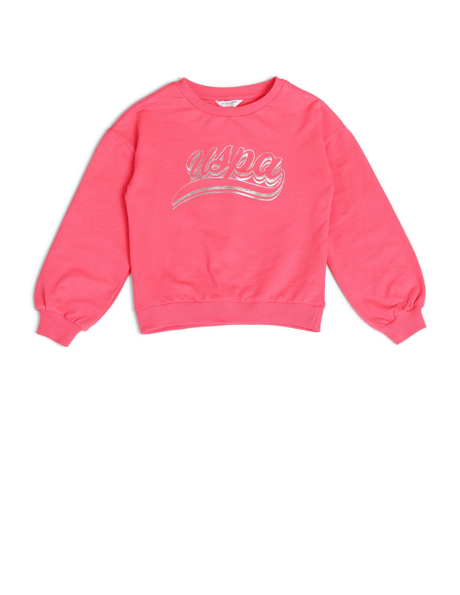 Girls Brand Printed Regular Fit Sweatshirt Pink - U.S. POLO ASSN. | Large