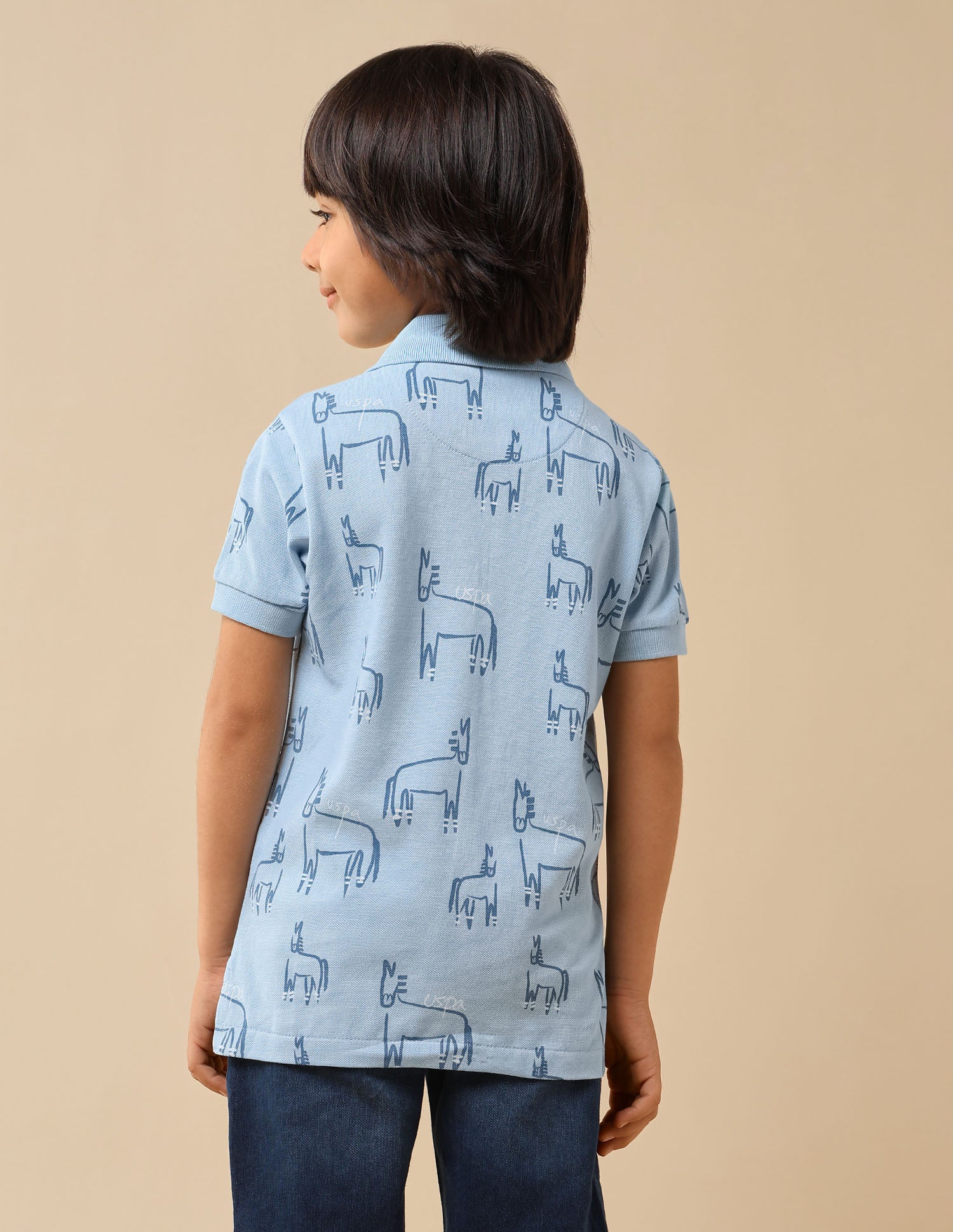 Boys Brand Printed Regular Fit Polo Shirt Light Blue - U.S. POLO ASSN. | Large