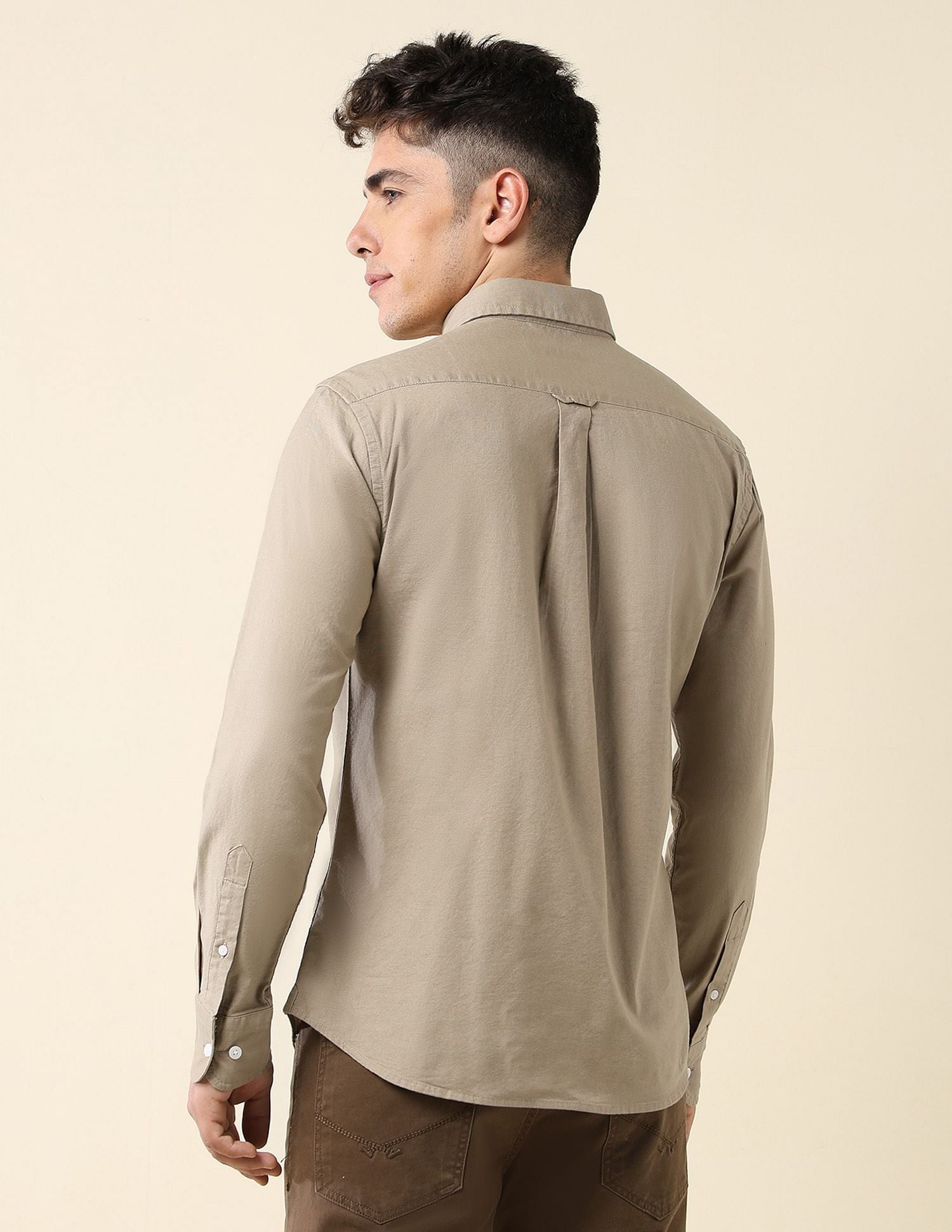 Oxford Stretch Button Down Shirt Light Khaki - U.S. Polo Assn. India | Large