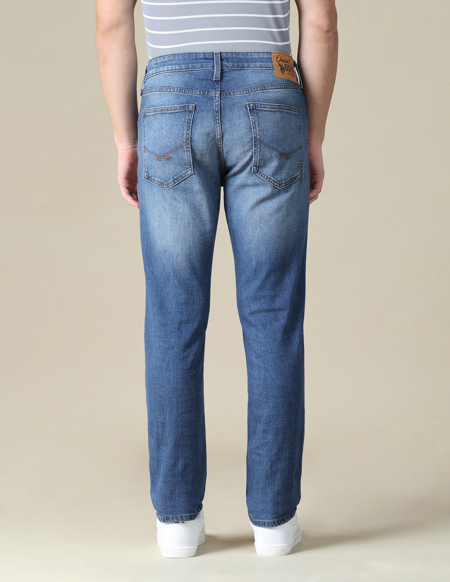 Brandon Slim-Tapered Fit Blue Jeans Mid Blue - U.S. Polo Assn. India | Large
