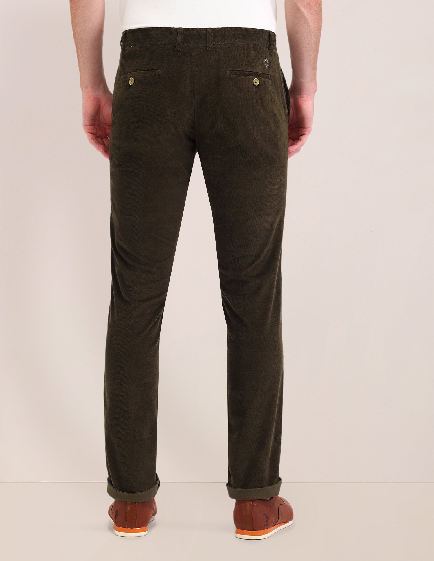Denver Slim Fit Mid Rise Trousers Brown - U.S. Polo Assn. India | Large