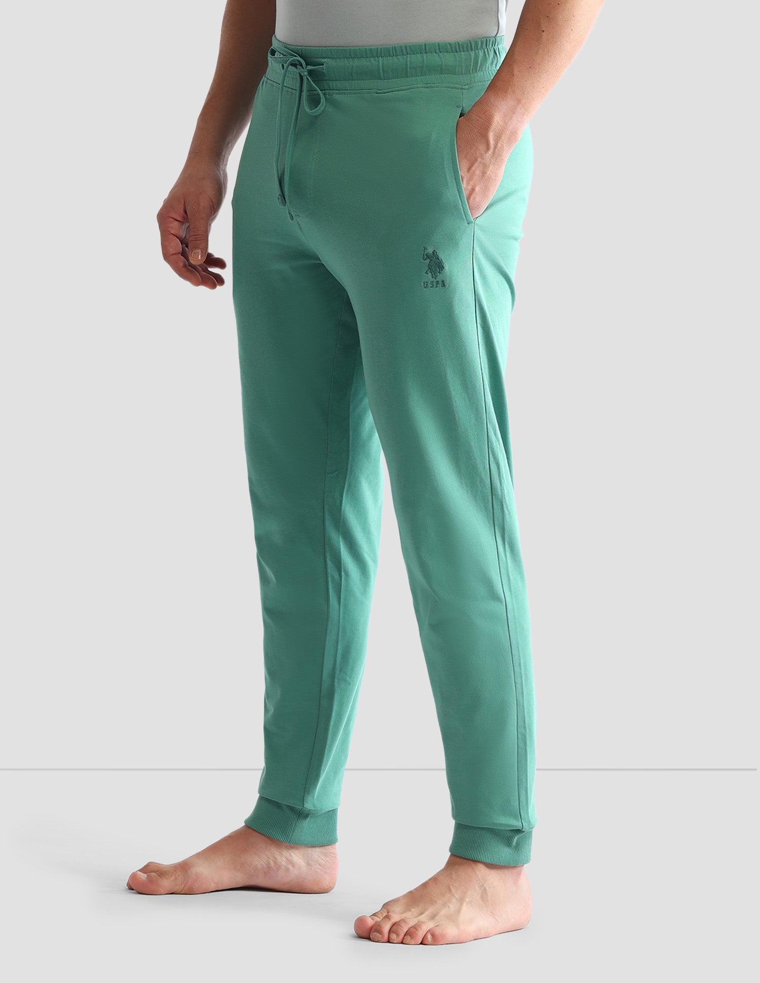Solid Mid-Rise Solid OJ007 Joggers Malachite Green - U.S. POLO ASSN. | Large