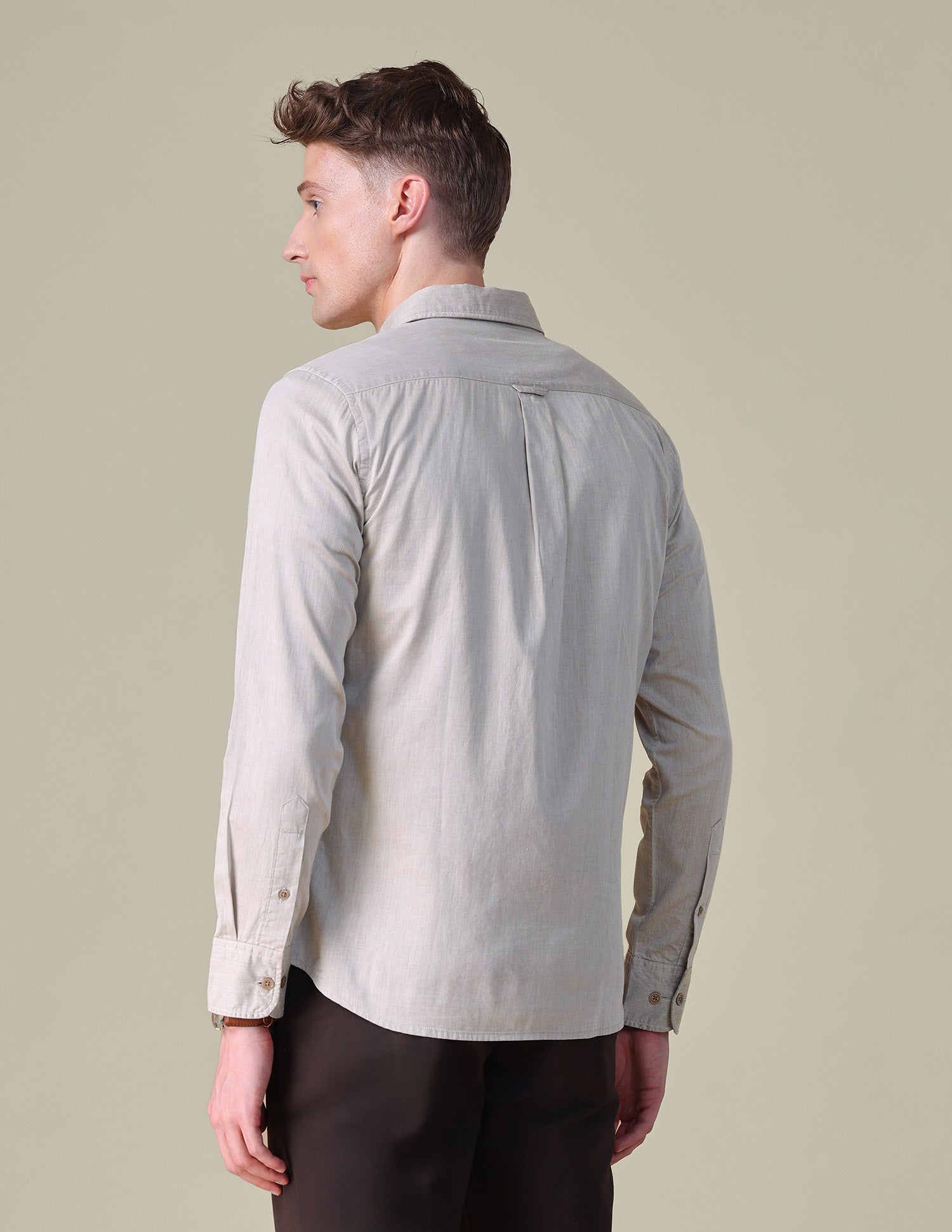 Twill Tailored Fit Shirt Light Brown - U.S. POLO ASSN. | Large