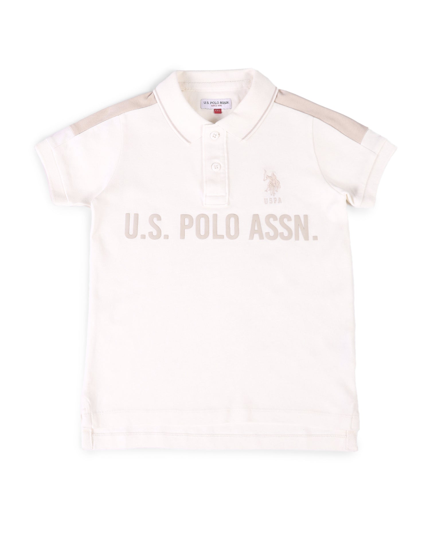 Boys Brand Printed Regular Fit Polo Shirt Ivory - U.S. Polo Assn. India | Large