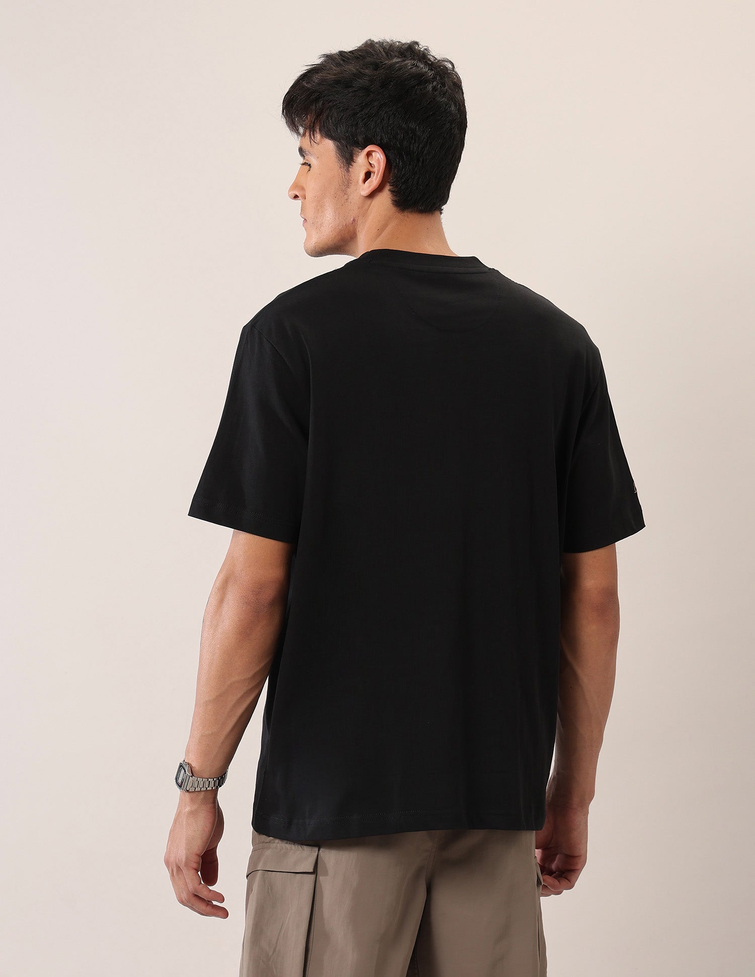 Brand Printed Oversized Fit T-Shirt Black - U.S. Polo Assn. India | Large