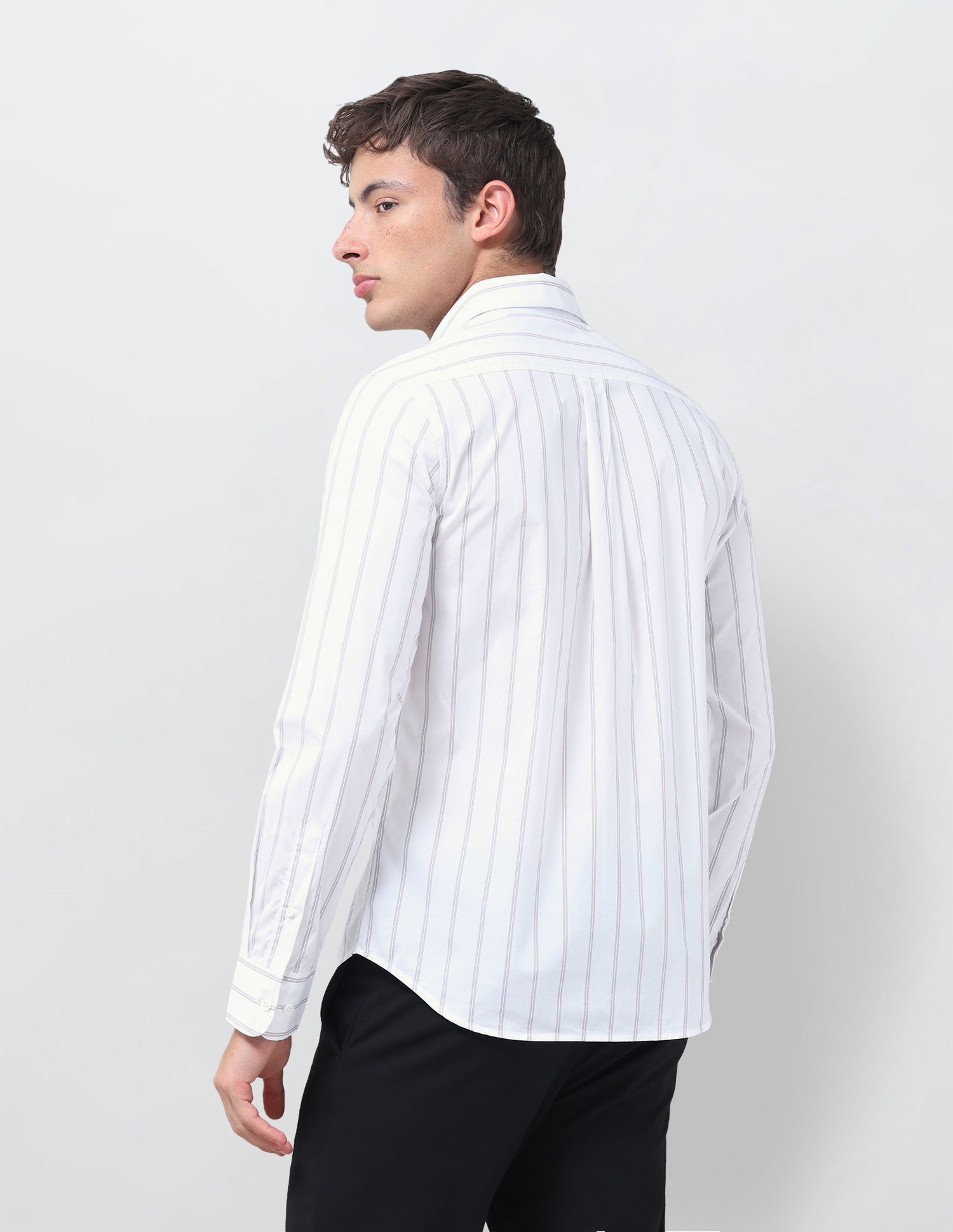 Vertical Striped Poplin Shirt Purple - U.S. Polo Assn. India | Large