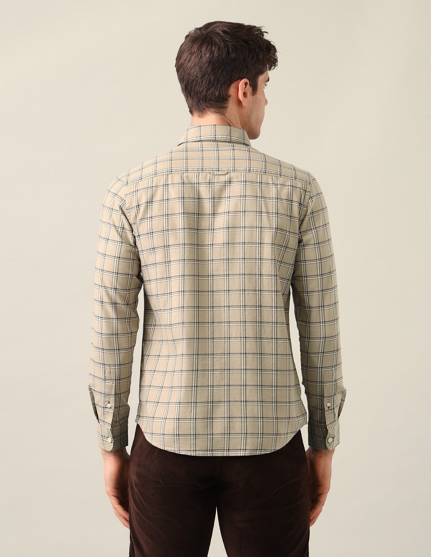 Grid Tattersall Checked Twill Shirt Beige - U.S. Polo Assn. India | Large
