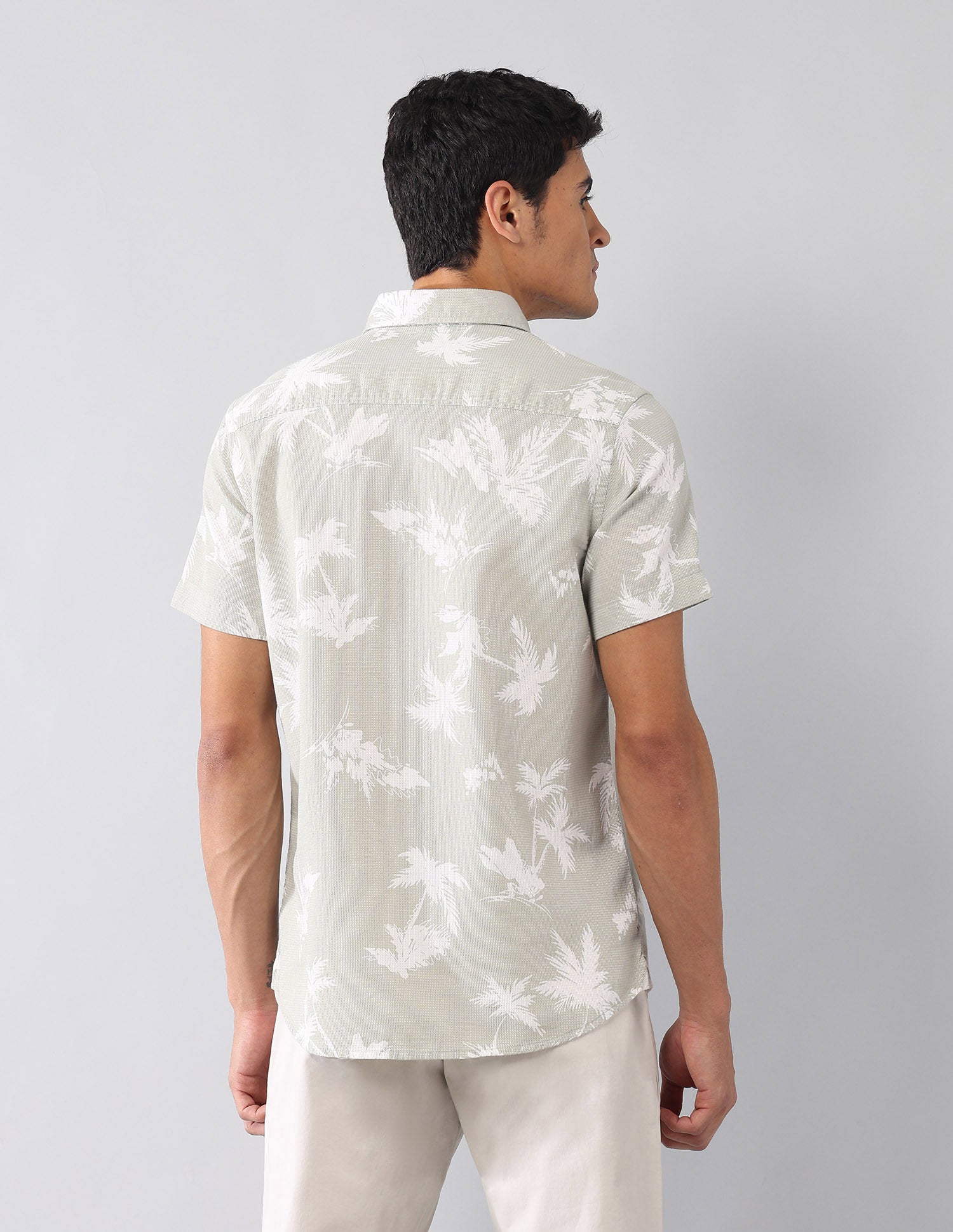 Tropical Printed Dobby Regular Fit Shirt Light Green - U.S. Polo Assn. India | Large