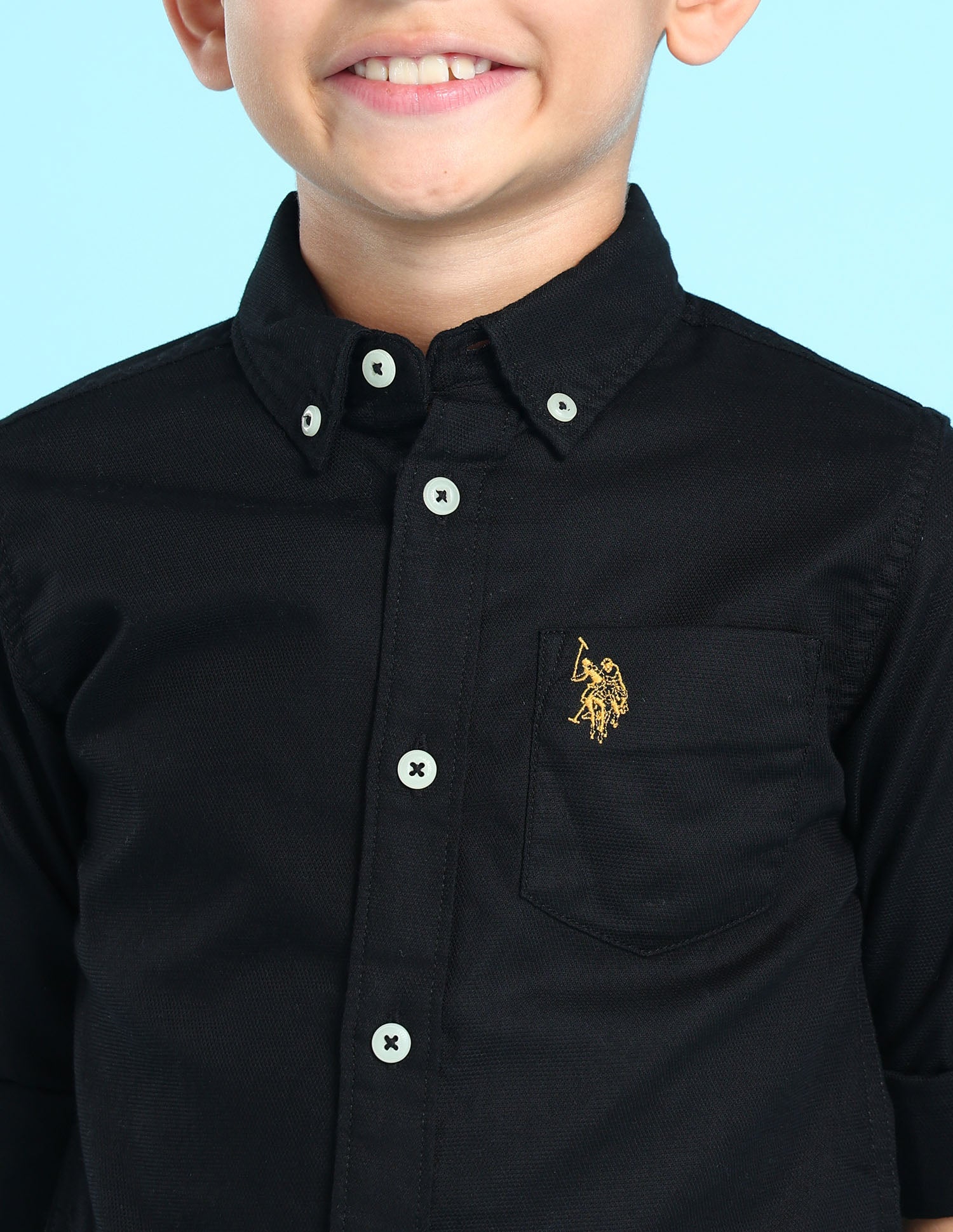 Dobby Cotton Shirt Black - U.S. POLO ASSN. | Large