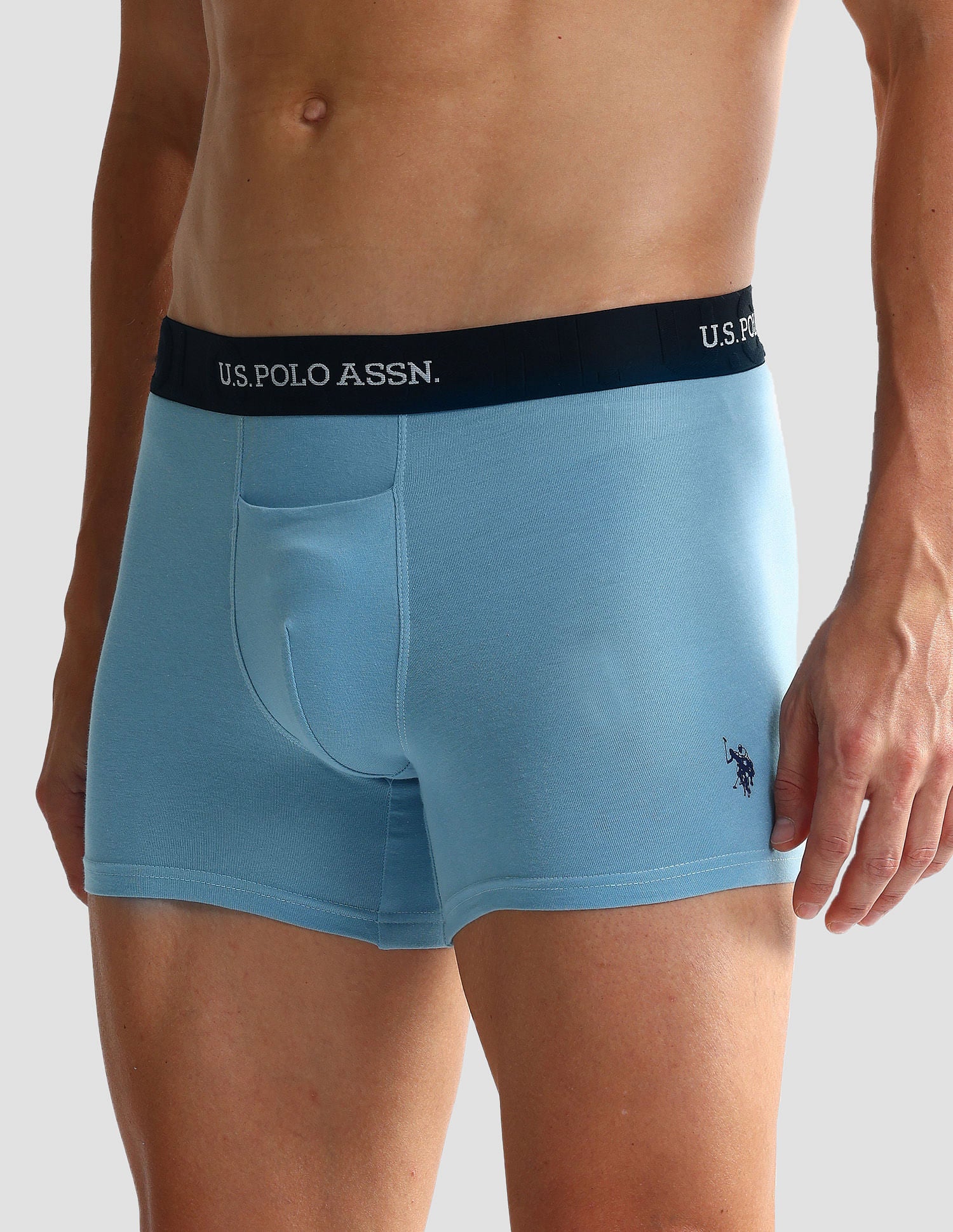 Elastic Waistband Ribbed Solid OET012 Trunks - Pack Of 2 Glacier Lake and Grey - U.S. POLO ASSN. | Large