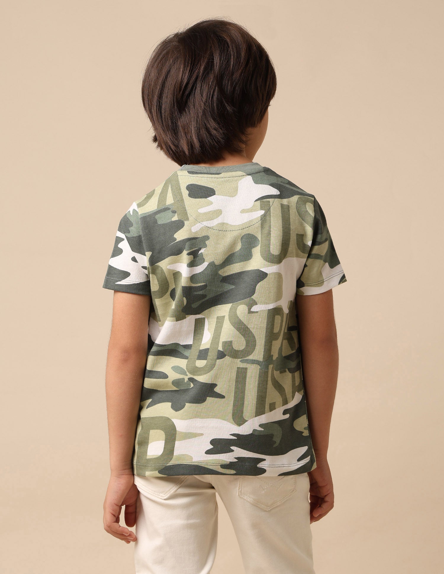 Boys Camouflage Printed Regular Fit T Shirt Olive - U.S. POLO ASSN. | Large