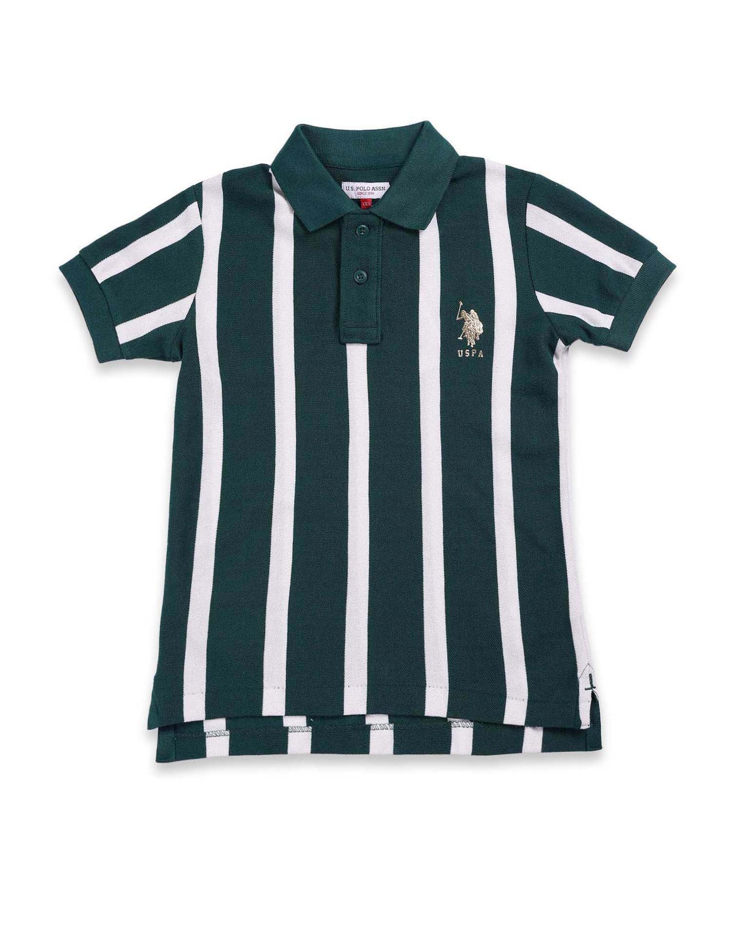 Boys Vertical Striped Regular Fit Polo Shirt Botanical Garden - U.S. POLO ASSN. | Large