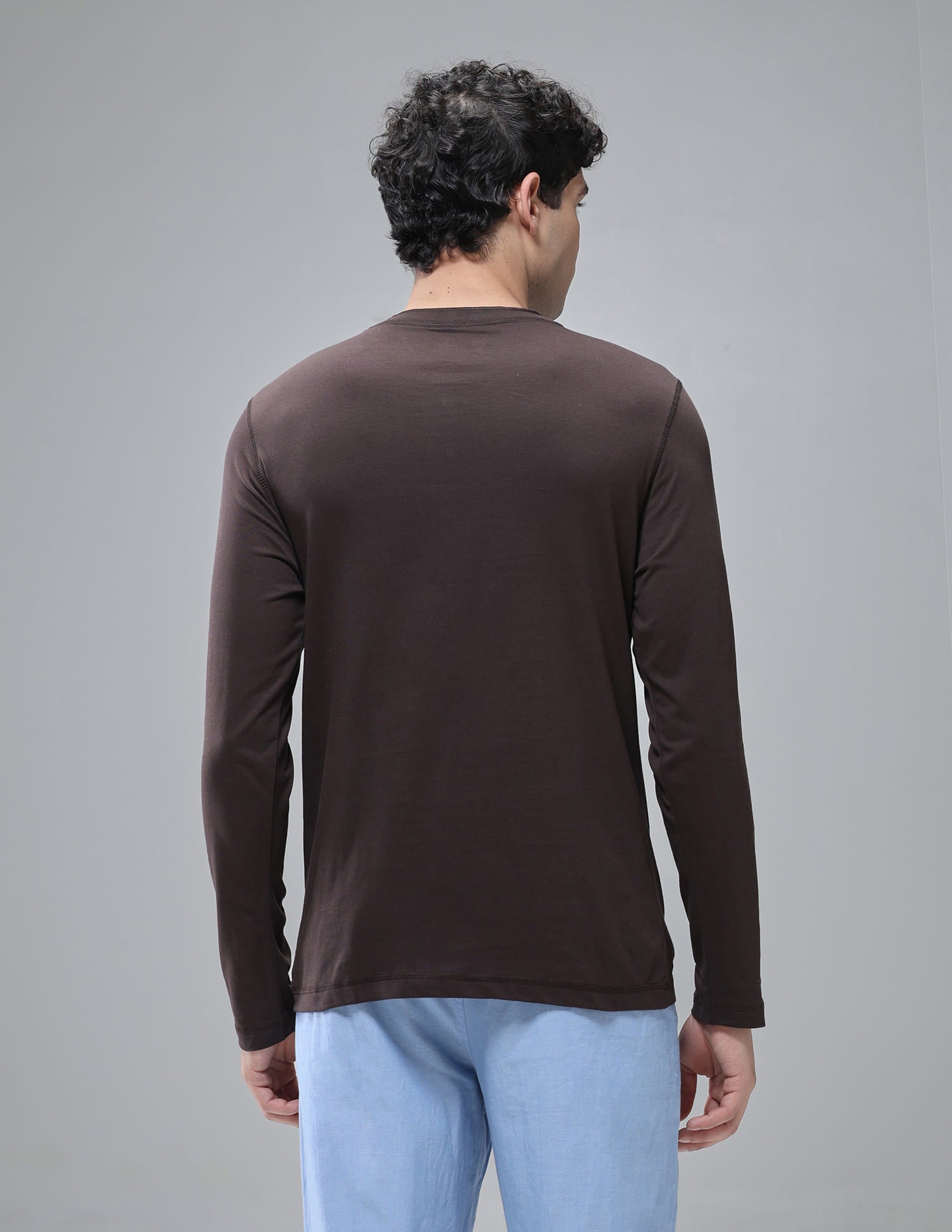 Pure Cotton I694 Lounge Henley T-Shirt - Pack Of 1 Choco - U.S. Polo Assn. India | Large