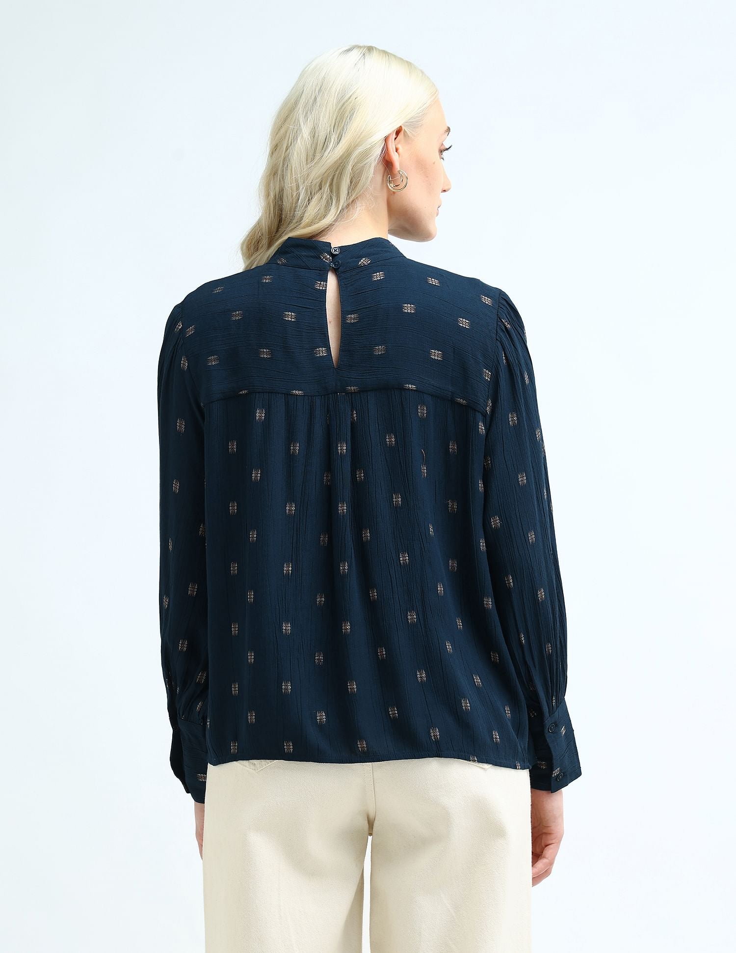 Patterned Weave Regular Fit Top Navy - U.S. POLO ASSN. | Large