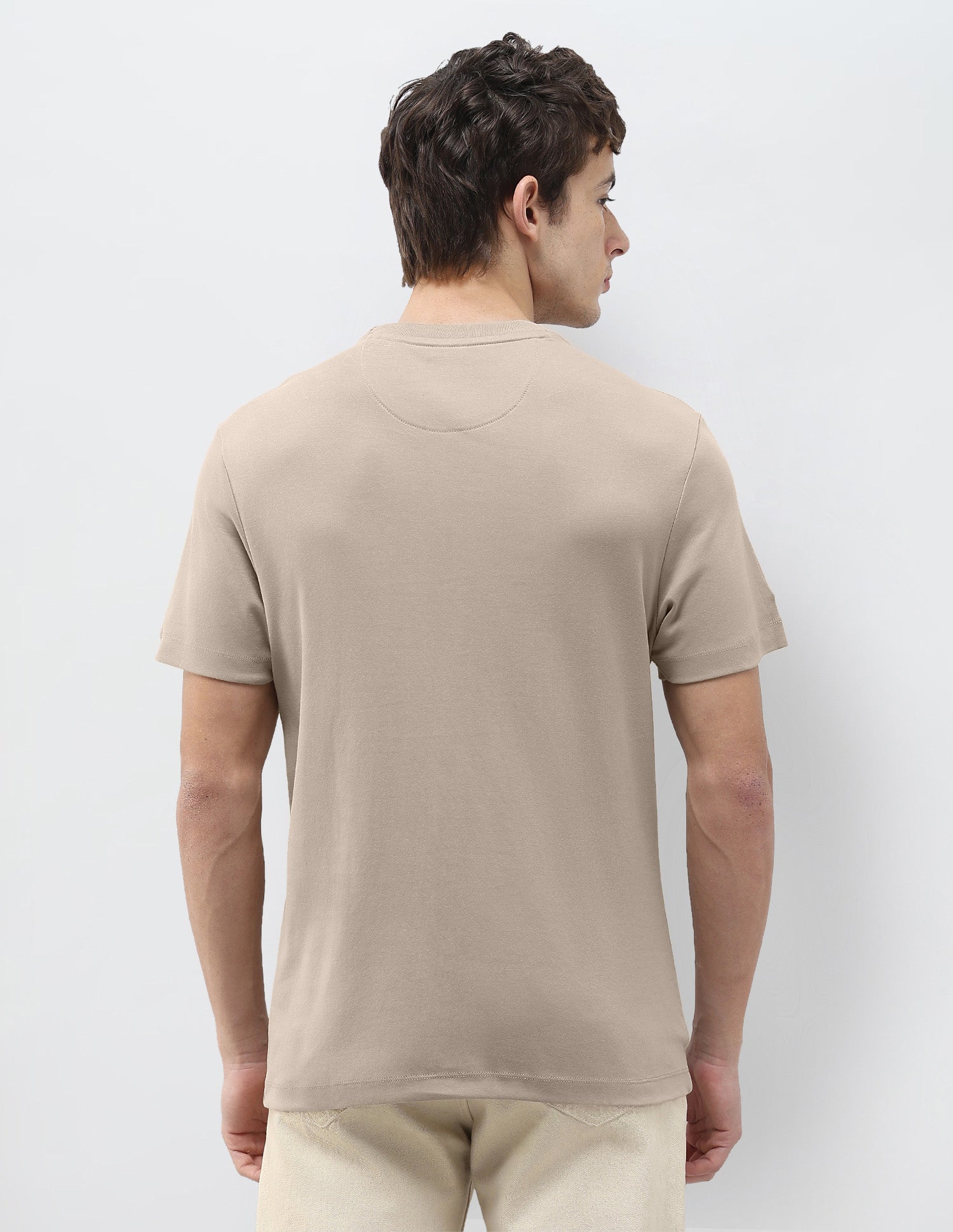 Brand Embroidered Slim Fit T-Shirt Beige - U.S. Polo Assn. India | Large