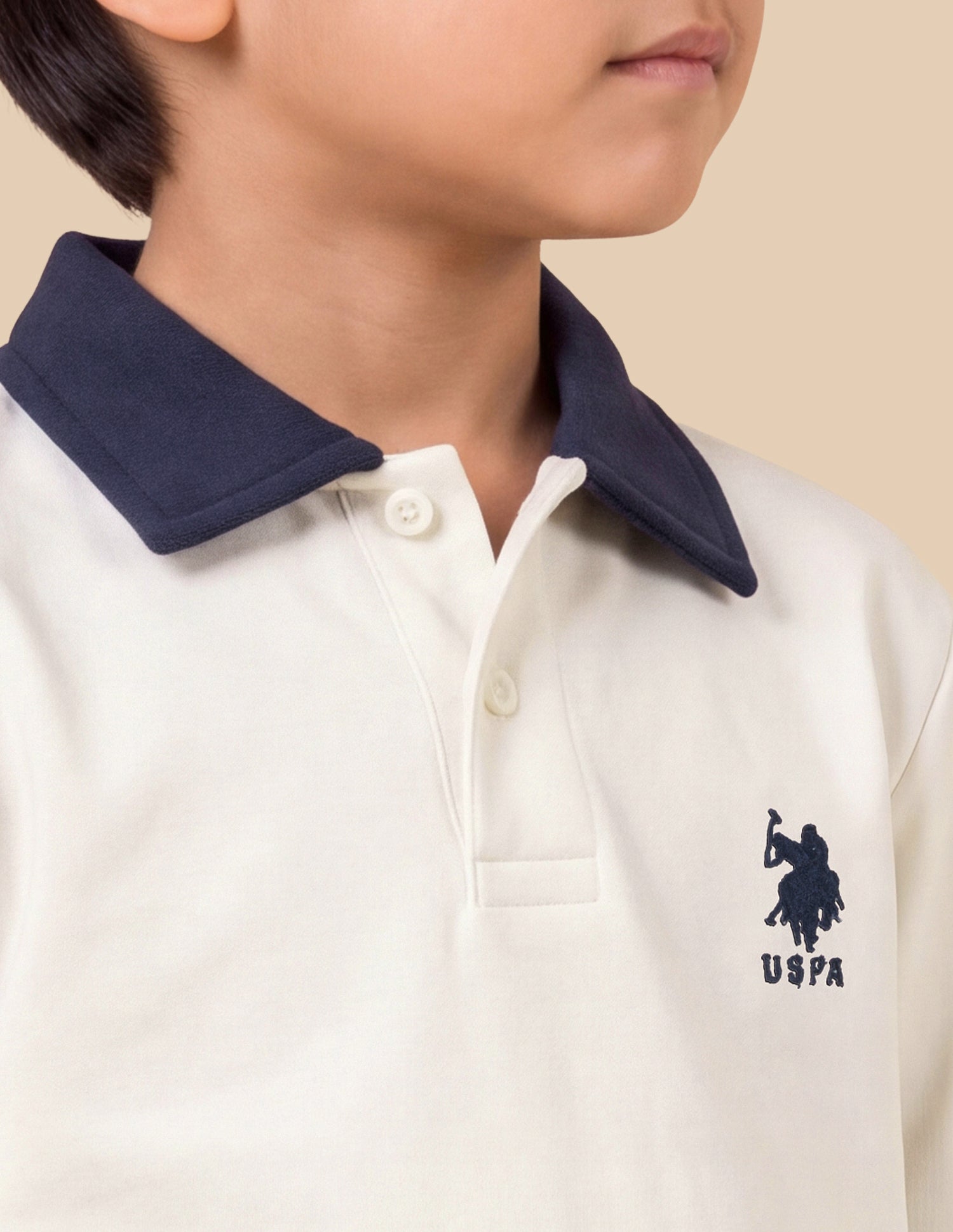 Solid Regular Fit Sweatshirt Off White - U.S. Polo Assn. India | Large