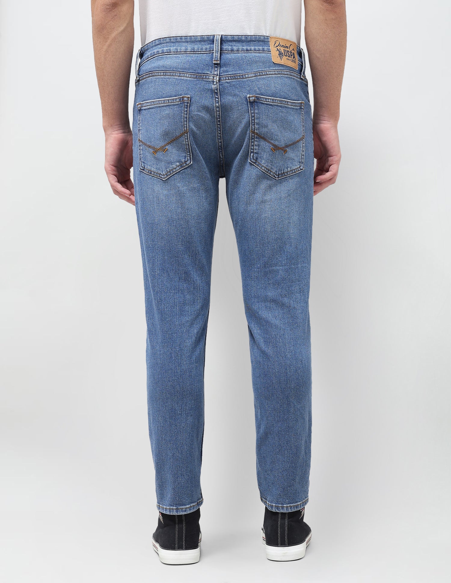 Cole Comfort Cropped Fit Blue Jeans Mid Blue - U.S. Polo Assn. India | Large