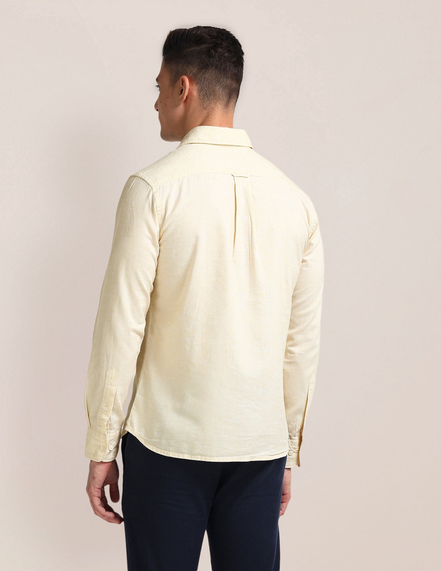 Tailored Regular Fit Solid Shirt Ivory - U.S. Polo Assn. India | Large