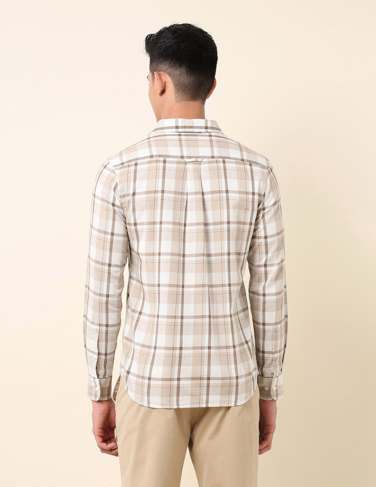 Tailored Fit Pure Cotton Shirt Beige - U.S. Polo Assn. India | Large