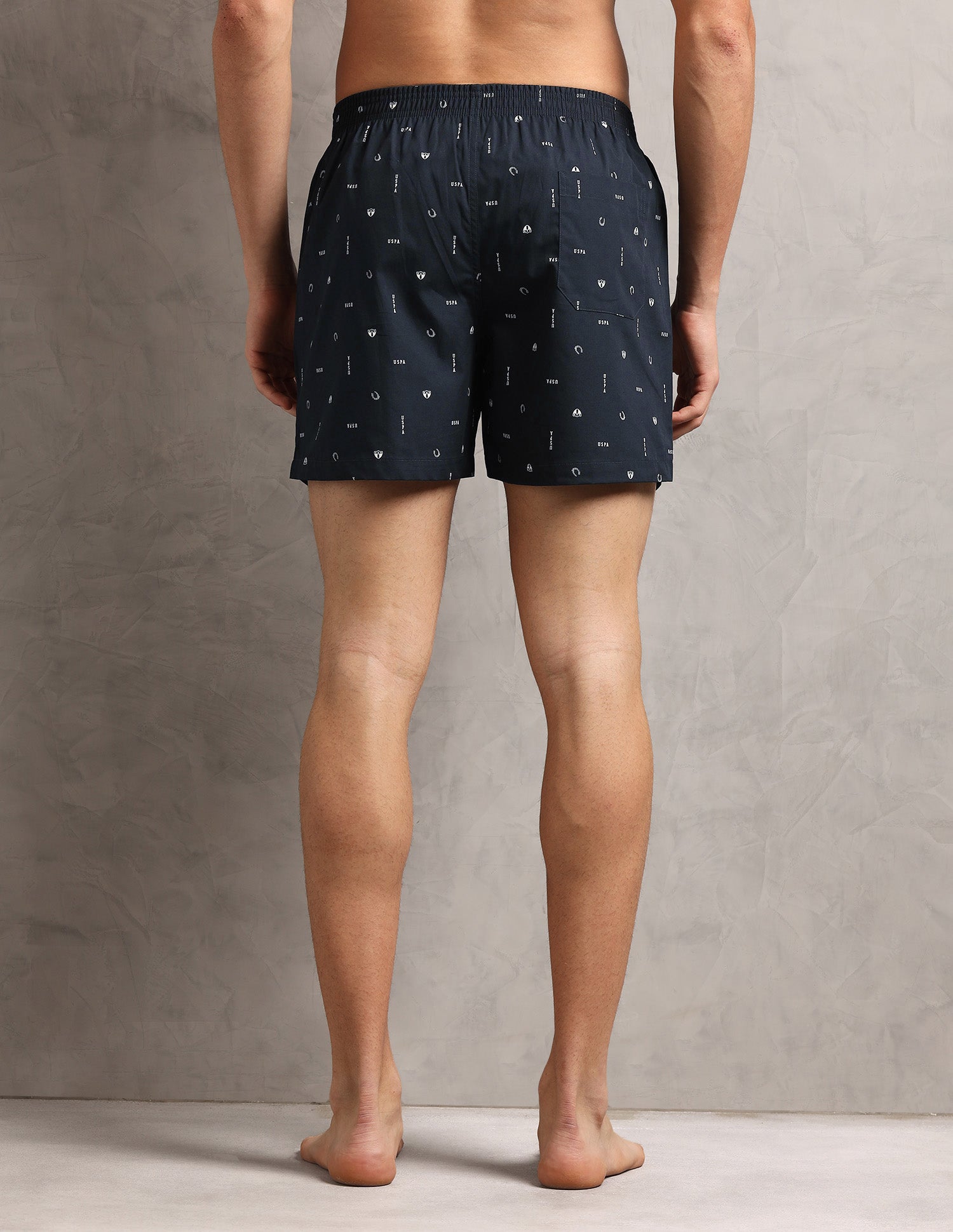 Pure Cotton Printed I657-PR Boxers - Pack Of 1 Navy Elements - U.S. Polo Assn. India | Large