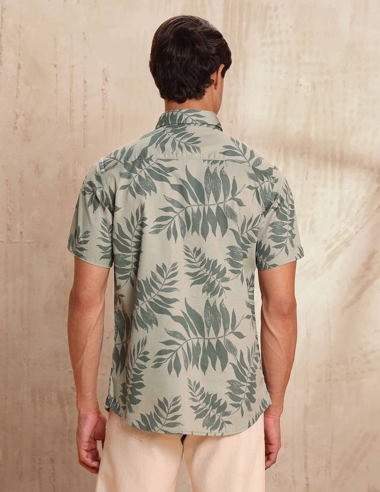 Slim Fit Tropical Printed Shirt Light Olive - U.S. POLO ASSN. | Large