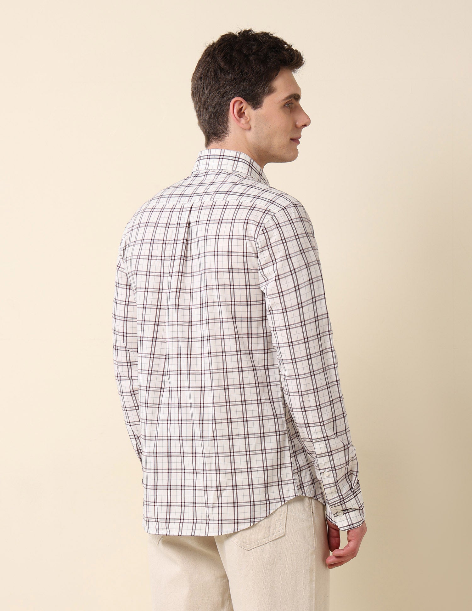 Grid Tattersall Checked Tailored Fit Shirt Maroon - U.S. Polo Assn. India | Large