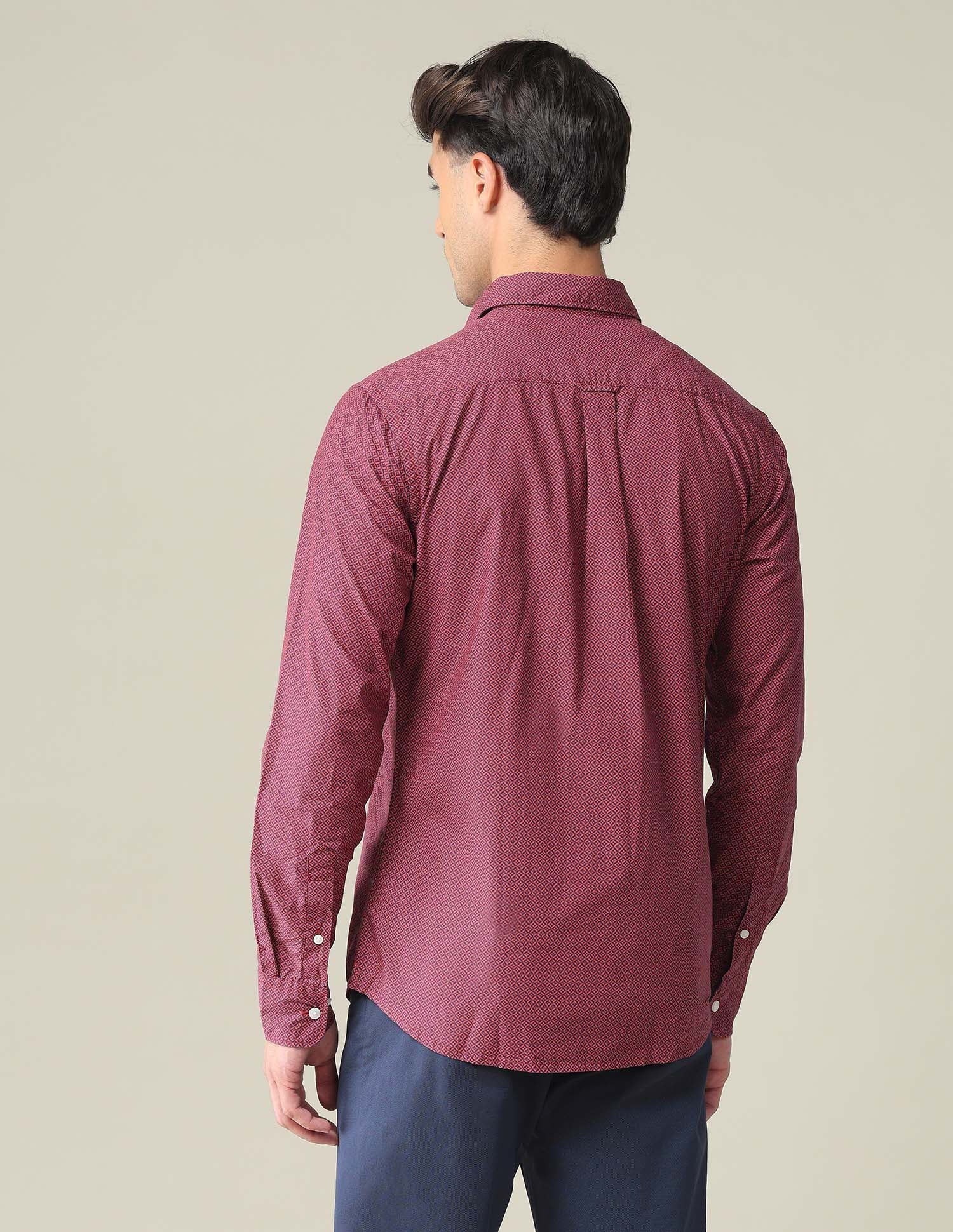 Spread Collar Geometric Shirt Red - U.S. POLO ASSN. | Large