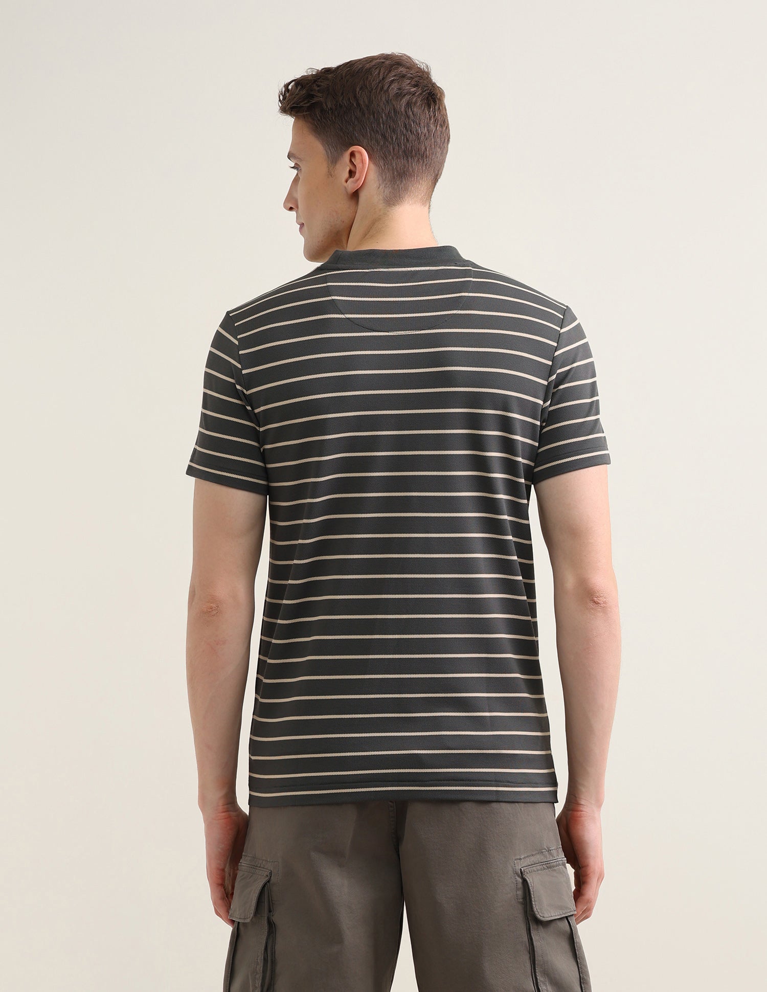 Horizontal Striped Slim Fit T-Shirt Olive - U.S. Polo Assn. India | Large