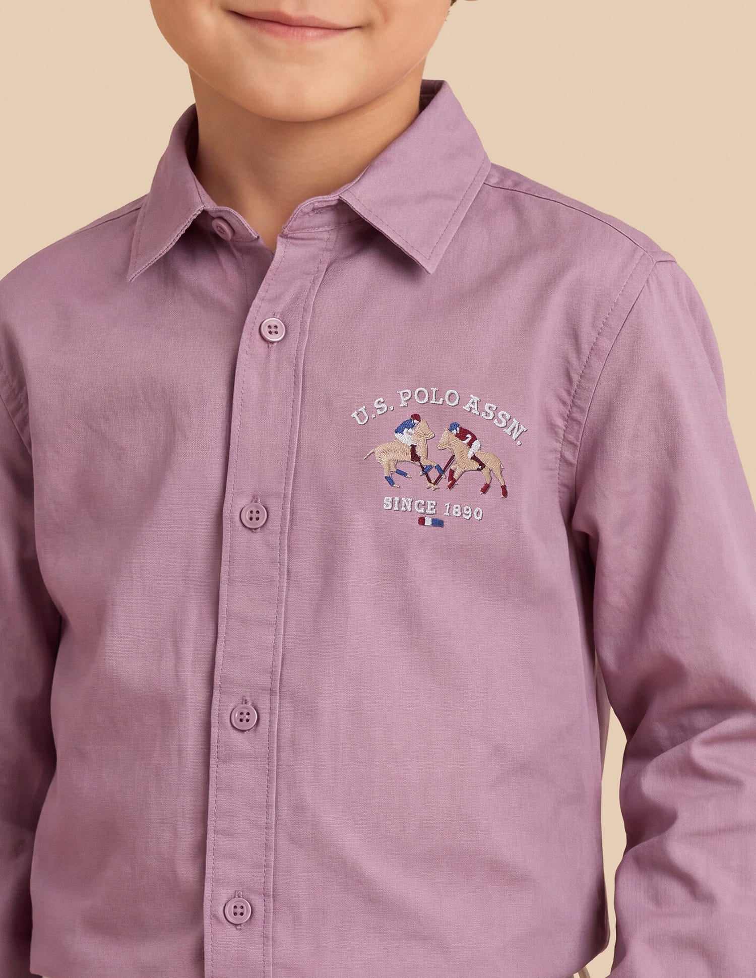Solid Regular Fit Shirt Dusty Pink - U.S. Polo Assn. India | Large