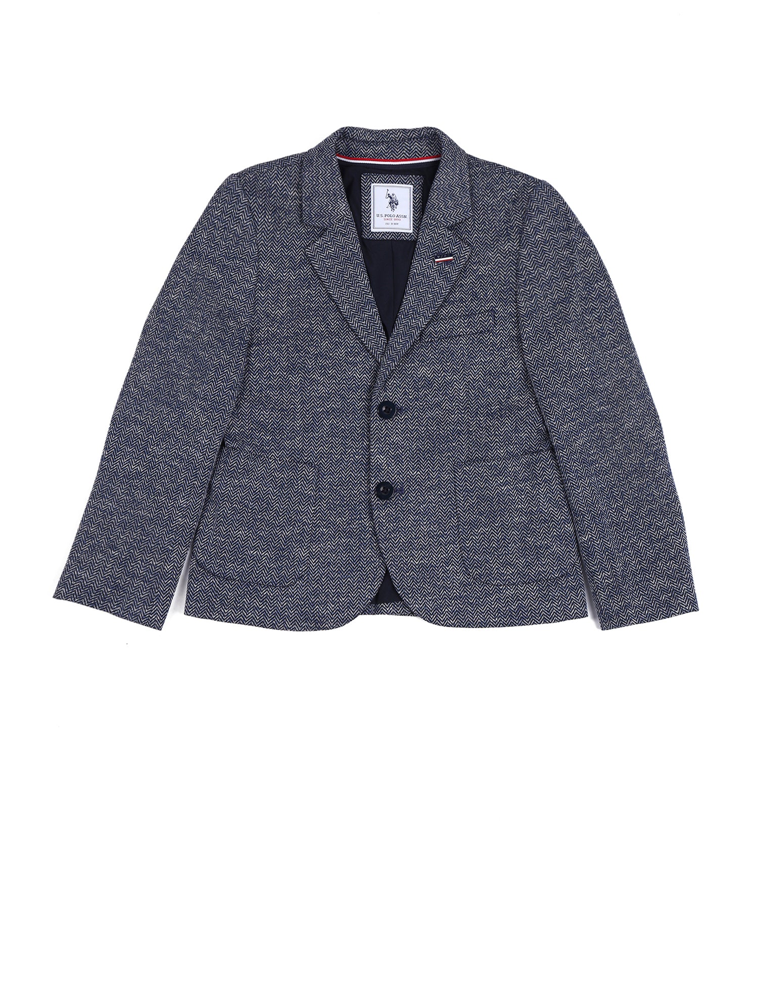 Boys Self Design Pattern Blazer Blue - U.S. POLO ASSN. | Large
