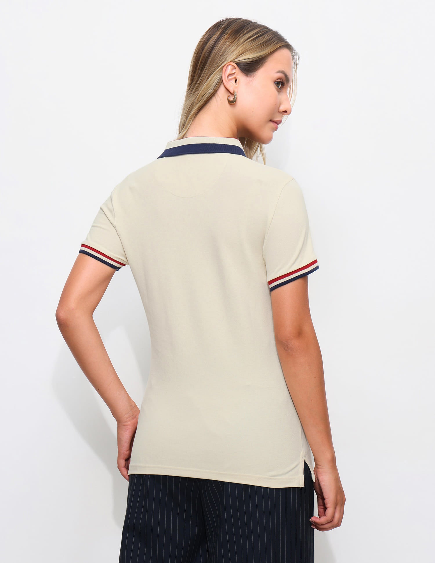 Striped Collar Polo Shirt Ecru - U.S. Polo Assn. India | Large