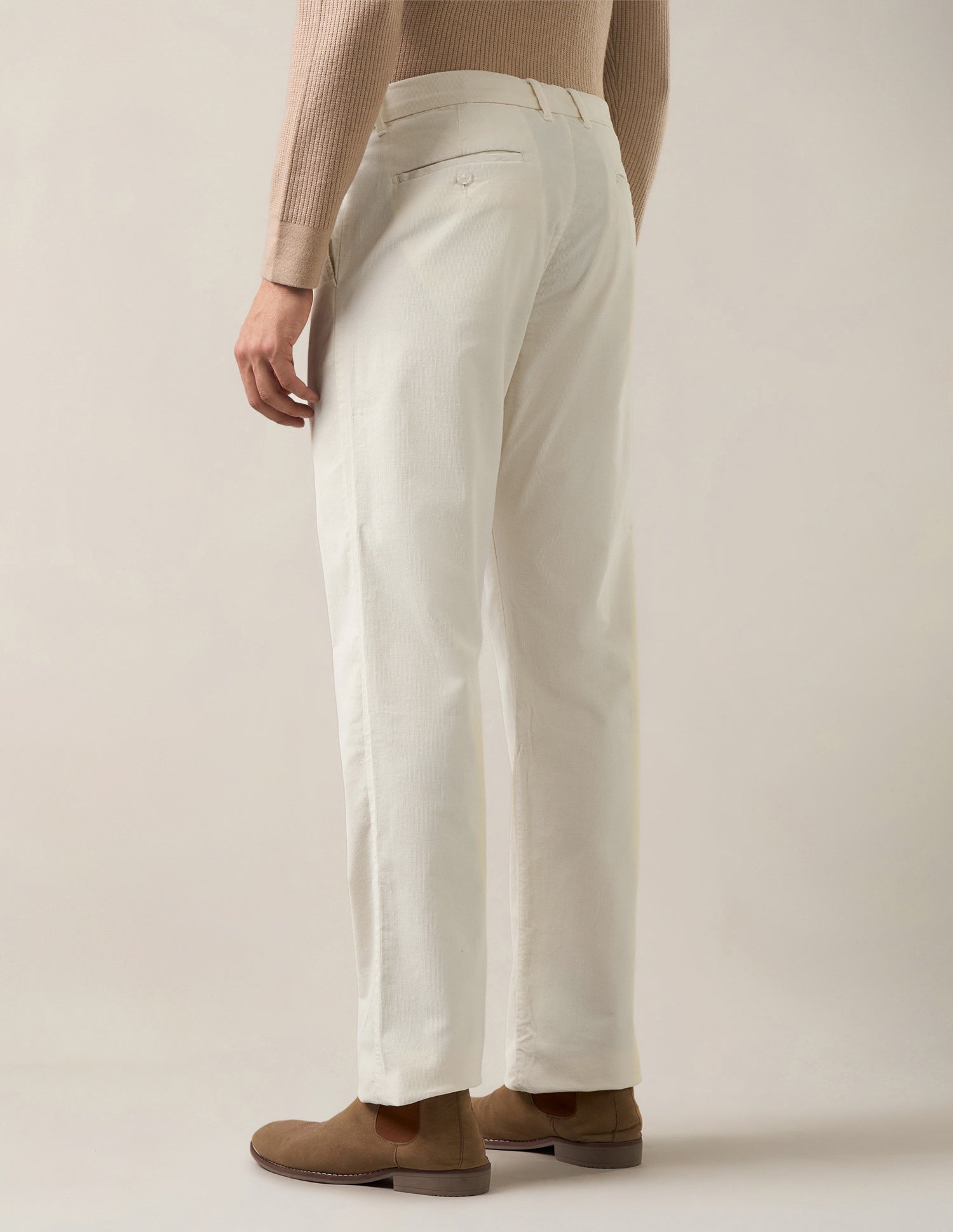 Riley Straight Fit Corduroy Trousers Ecru - U.S. Polo Assn. India | Large