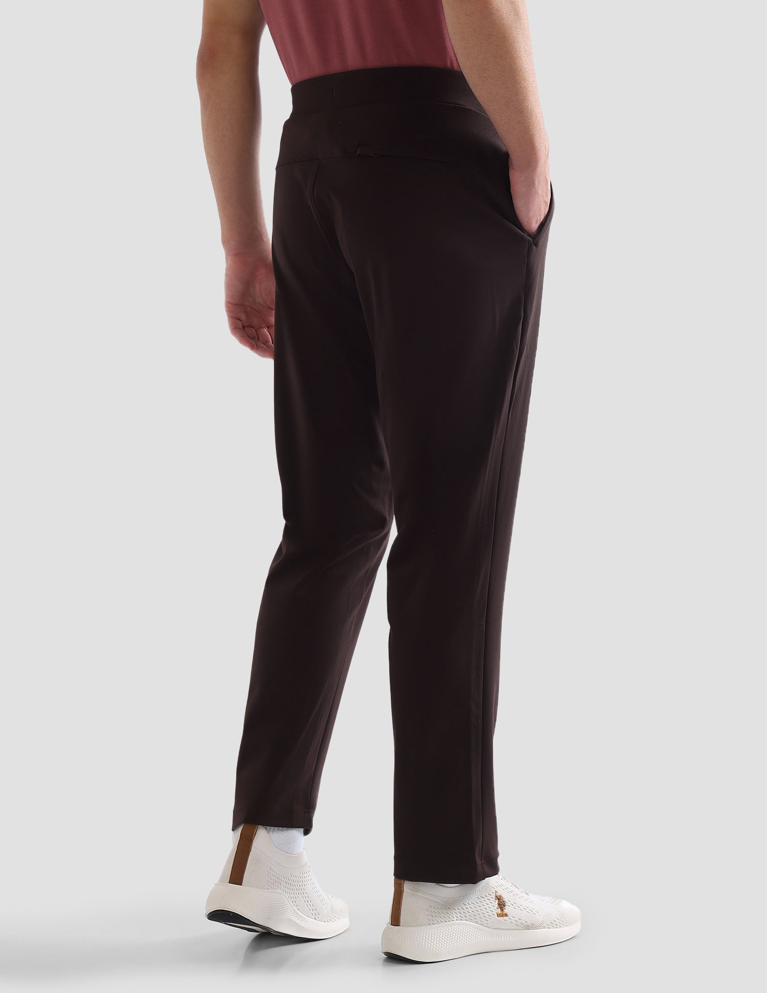 Slim Fit Mid Rise Active Track Pants Dark Brown - U.S. Polo Assn. India | Large