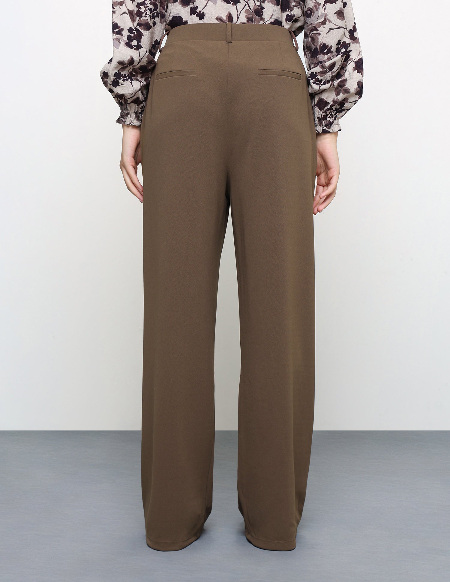 Wide Leg Fit High Rise Trousers Light Brown - U.S. Polo Assn. India | Large