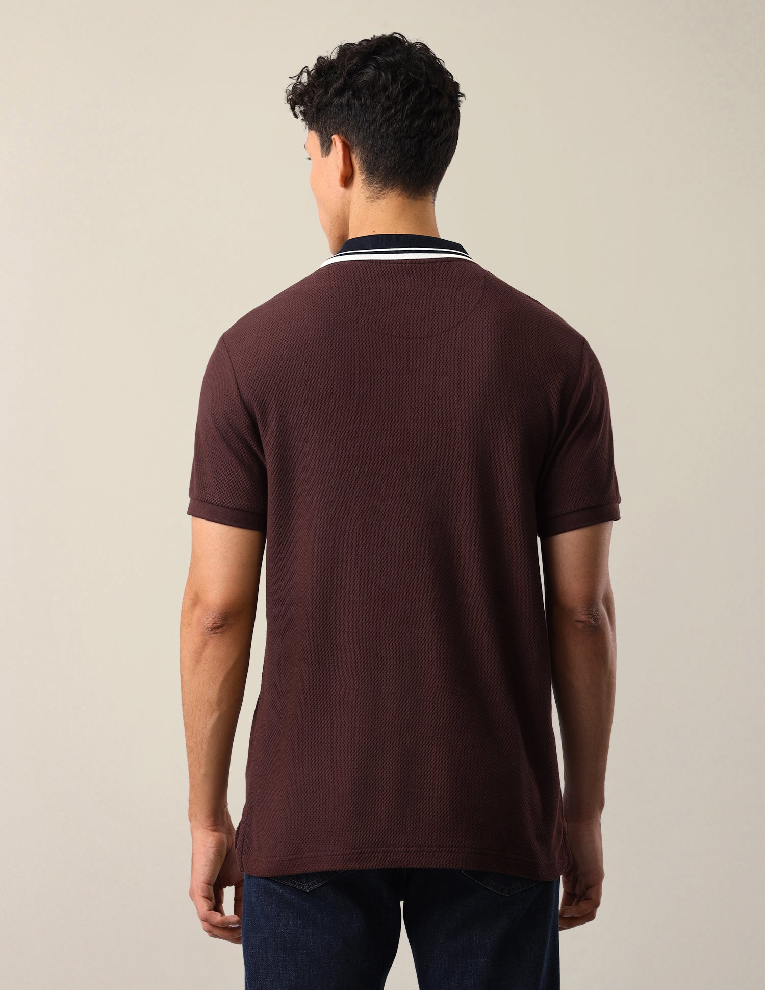 Textured Slim Fit Polo Shirt Maroon - U.S. Polo Assn. India | Large