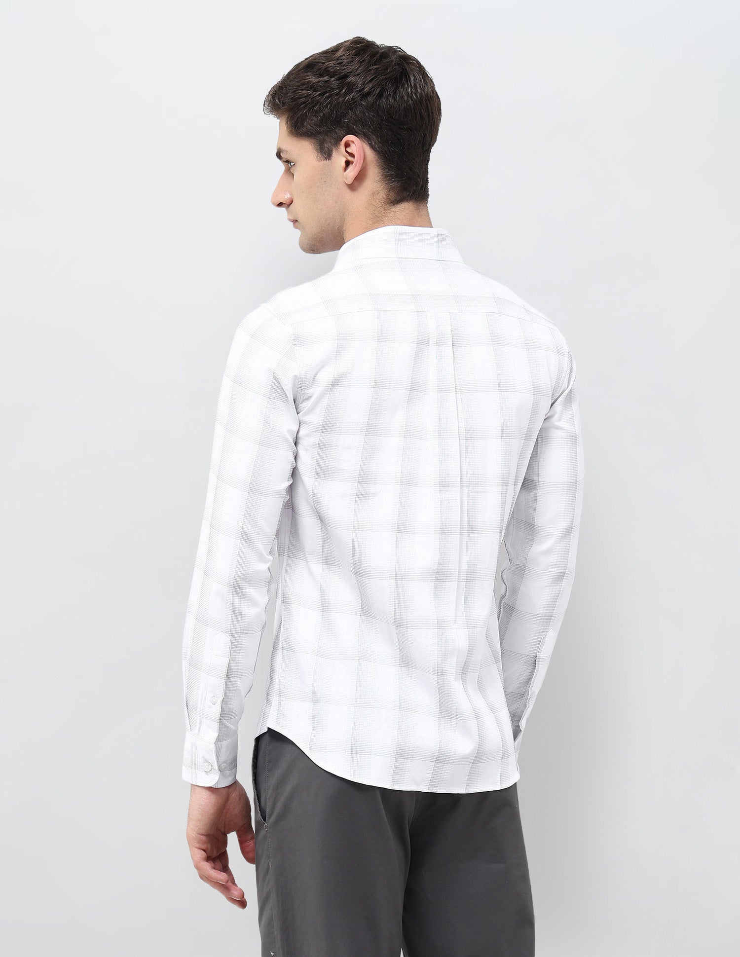 Textured With Grid Checked Dobby Shirt White - U.S. POLO ASSN. | Large