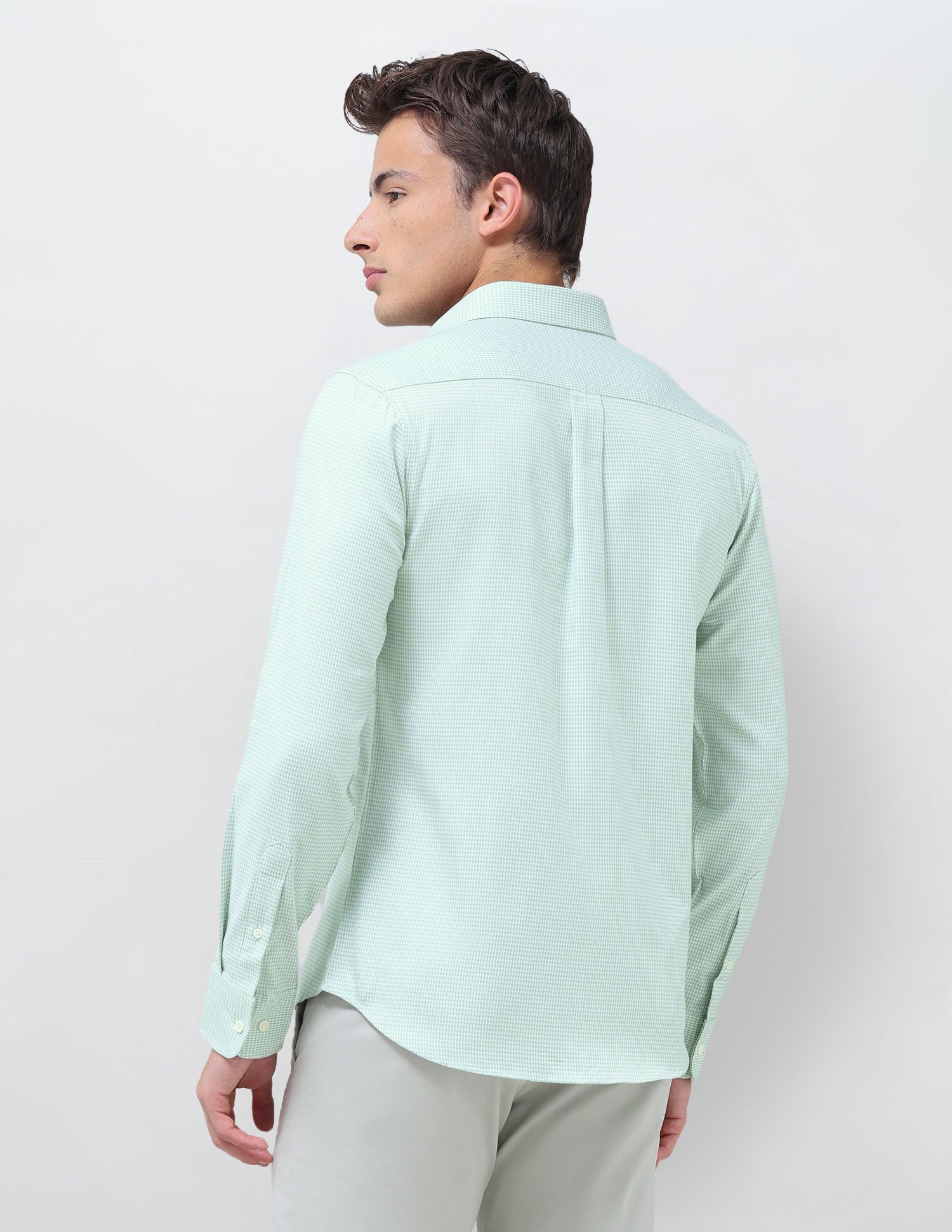 Tailored Fit Micro Checked Shirt Light Green - U.S. Polo Assn. India | Large