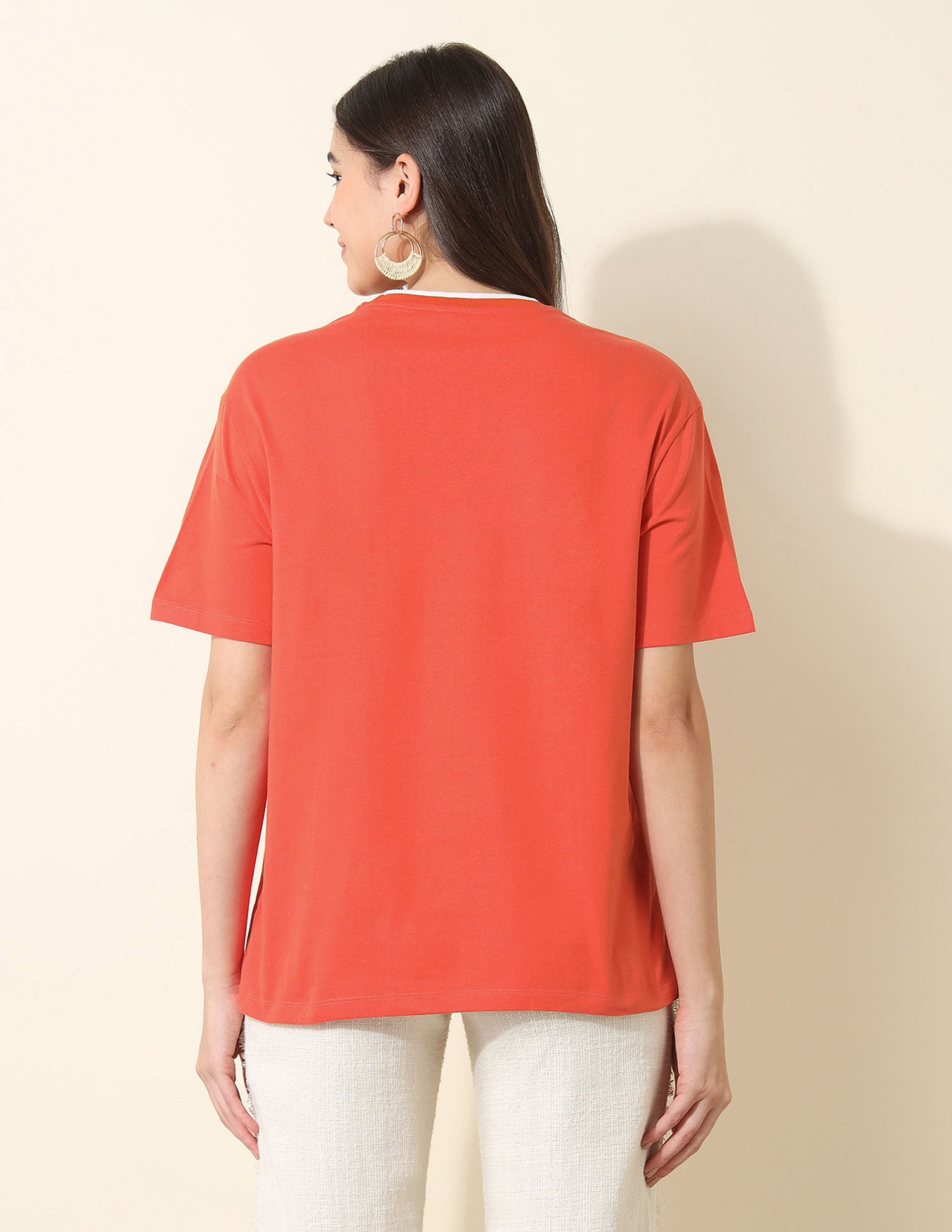 Boyfriend Fit Brand Printed T-Shirt Orange - U.S. Polo Assn. India | Large