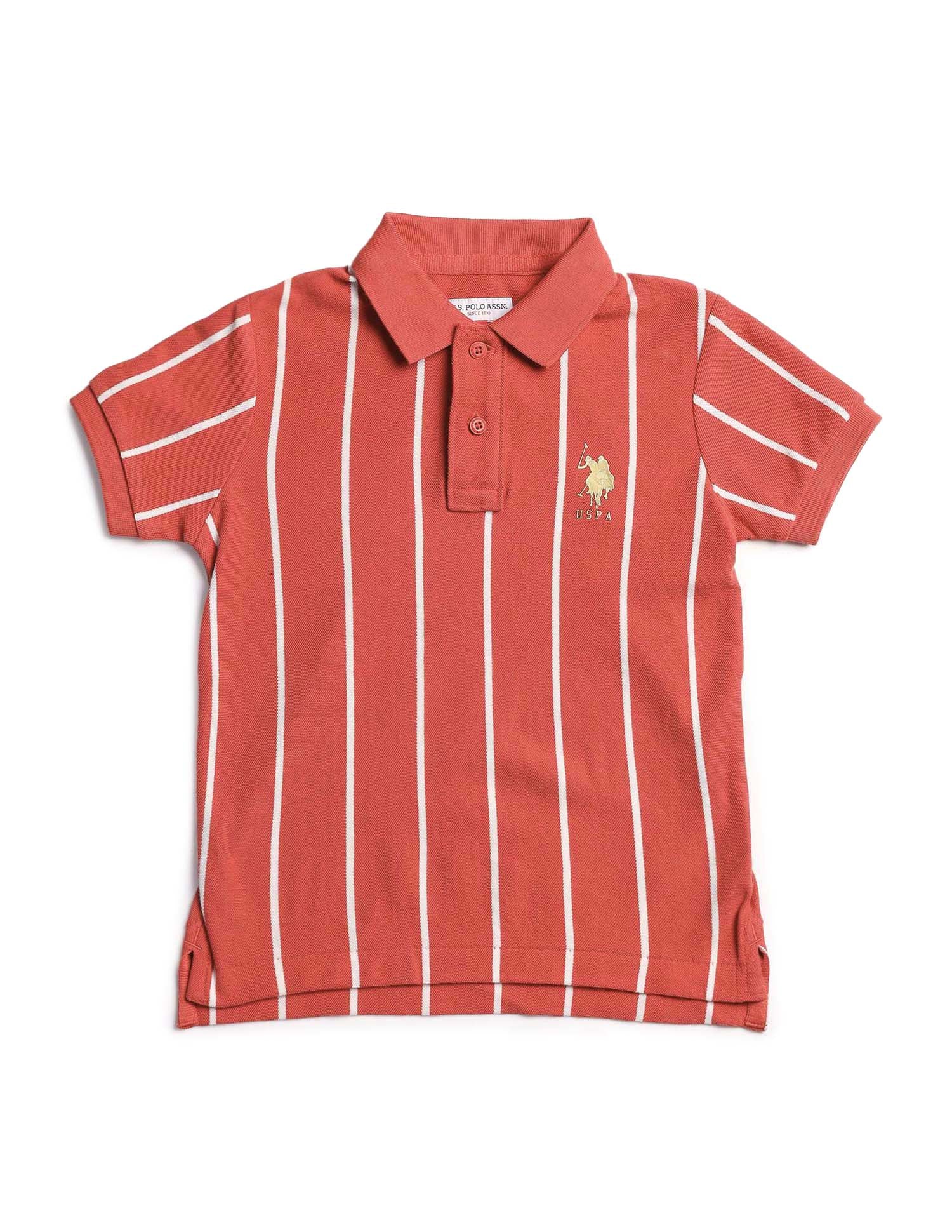 Boys Regular Fit Vertical Striped Polo Shirt Red - U.S. POLO ASSN. | Large