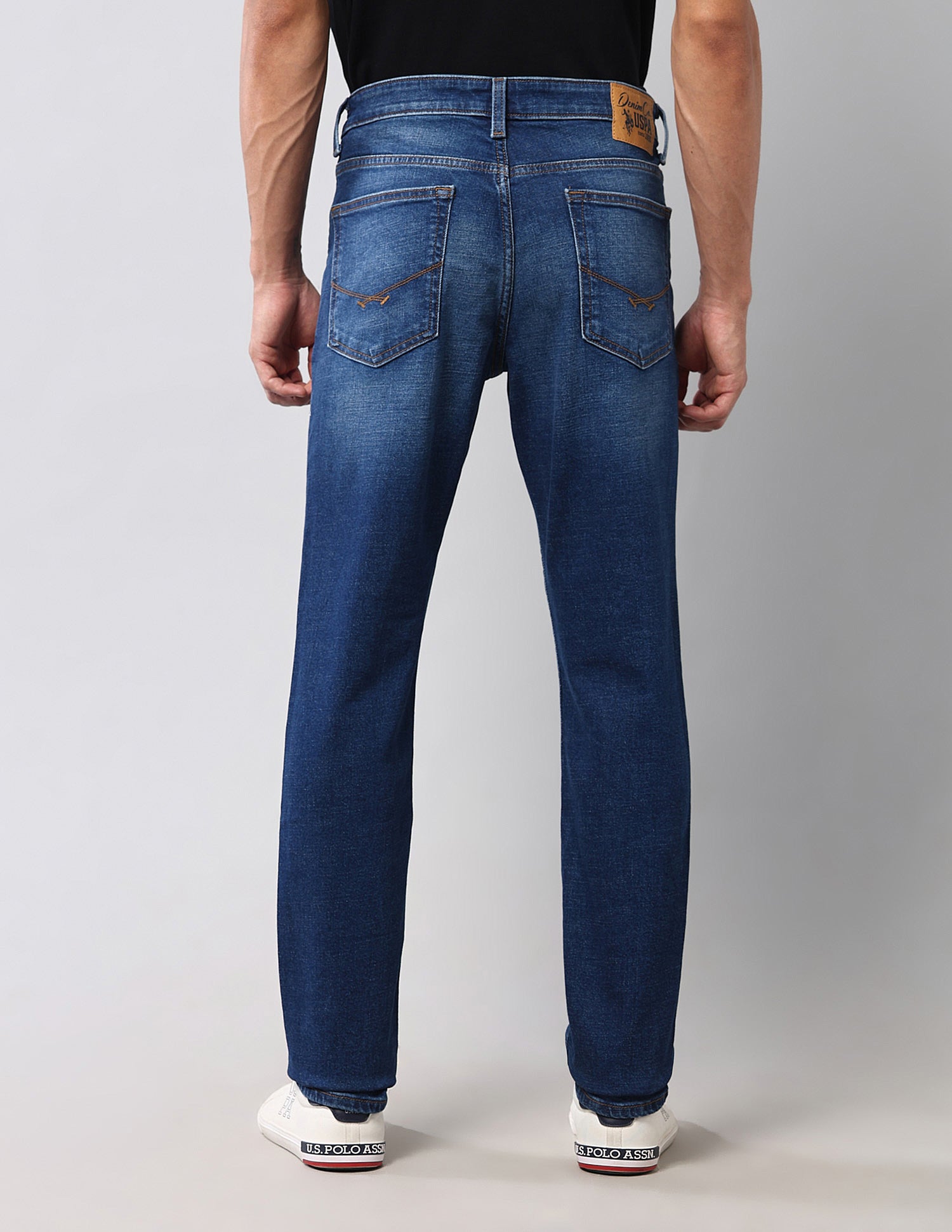 Brandon Slim Tapered Fit Blue Vintage Jeans Mid Wash - U.S. Polo Assn. India | Large