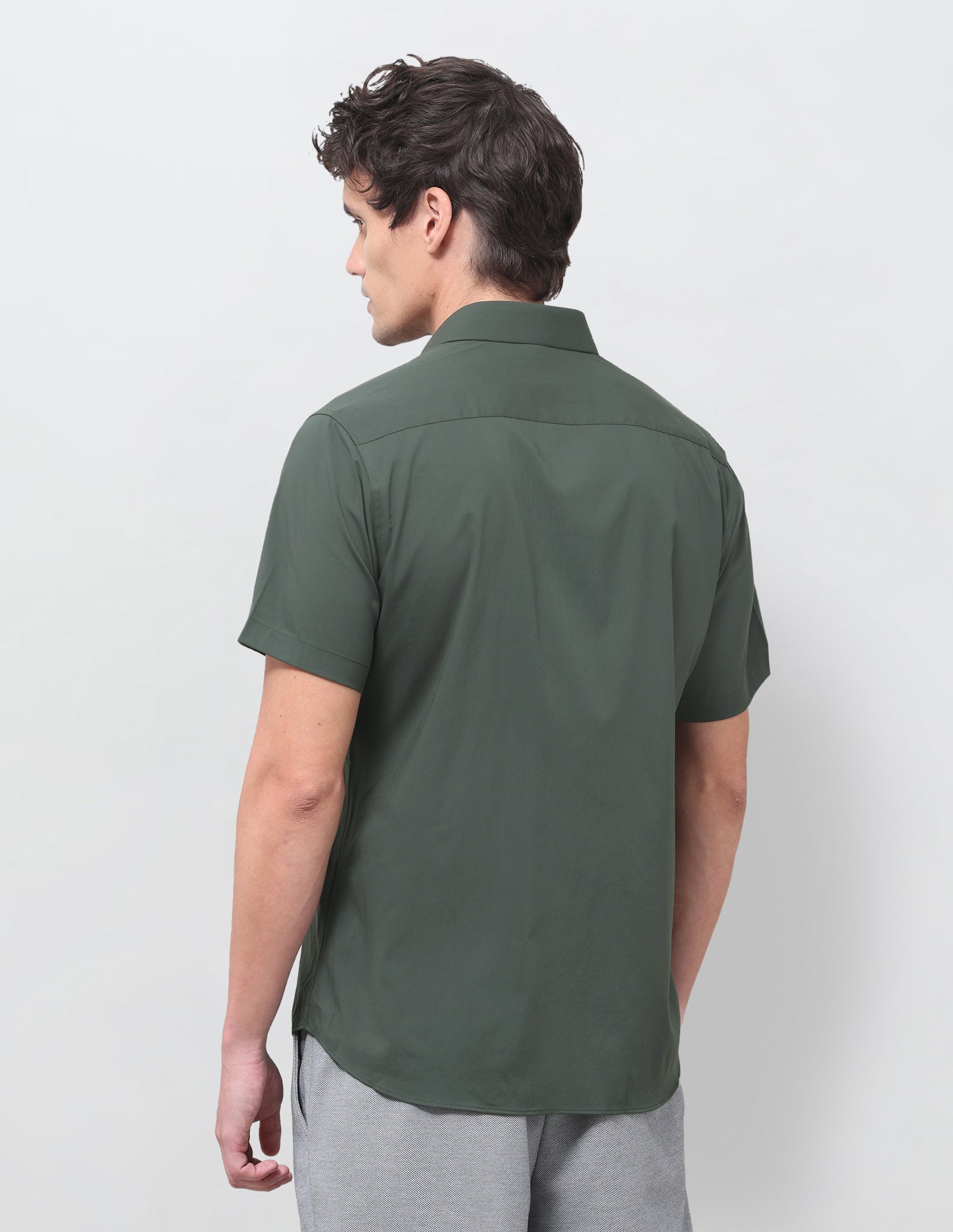 Solid Regular Fit Shirt Dark Green - U.S. Polo Assn. India | Large