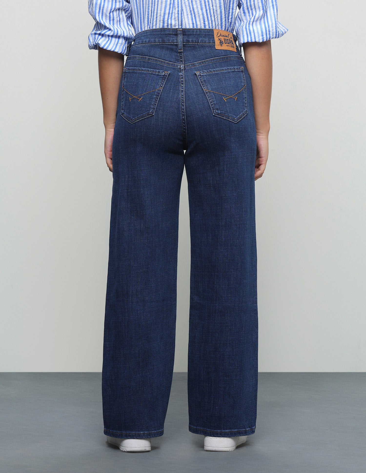 High Rise Wide Leg Fit Jeans Dark Blue - U.S. Polo Assn. India | Large