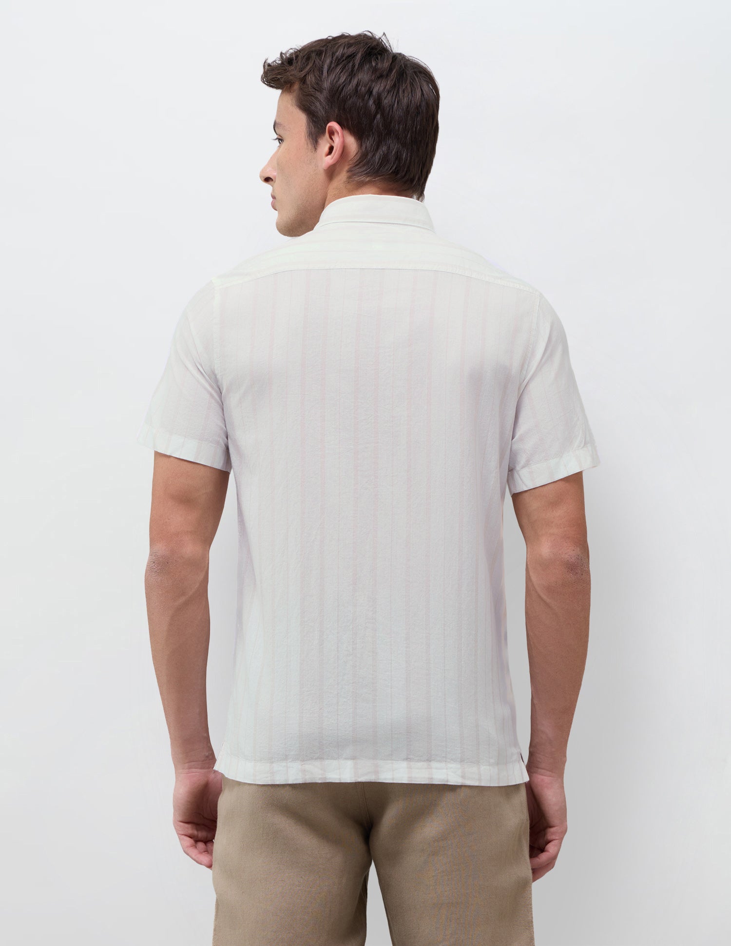 Vertical Striped Regular Fit Shirt Beige - U.S. Polo Assn. India | Large