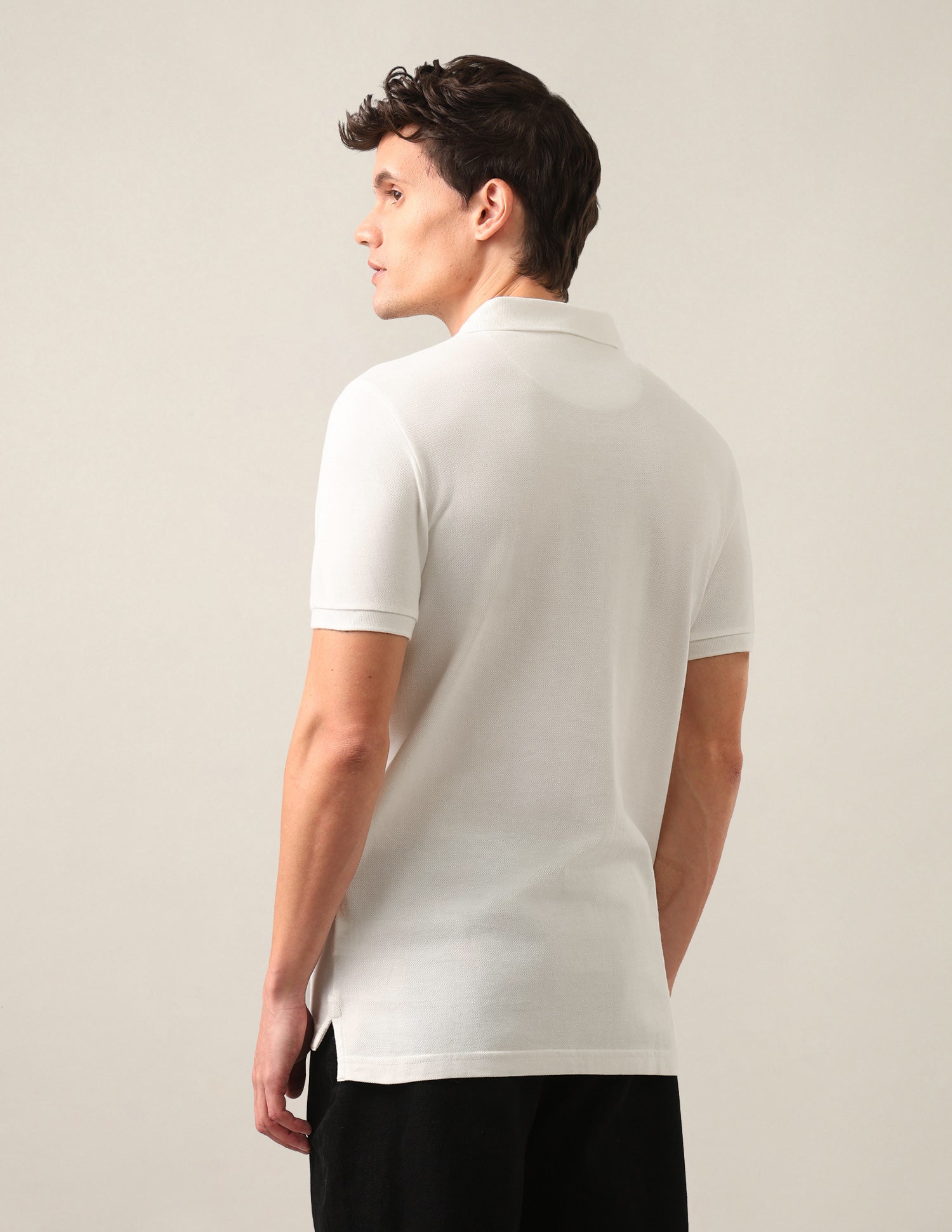 Graphic Printed Slim Fit Polo Shirt Ivory - U.S. Polo Assn. India | Large