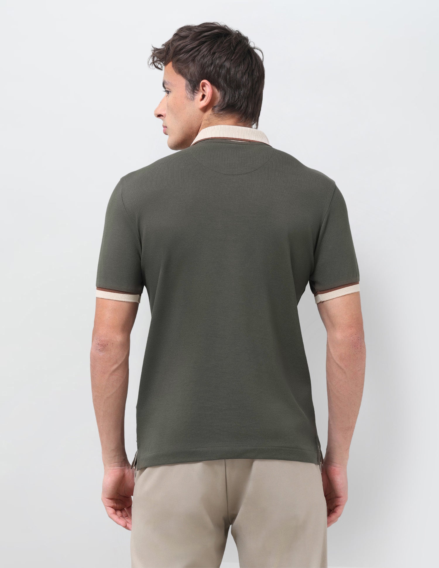 Solid Slim Fit Polo Shirt Olive - U.S. Polo Assn. India | Large