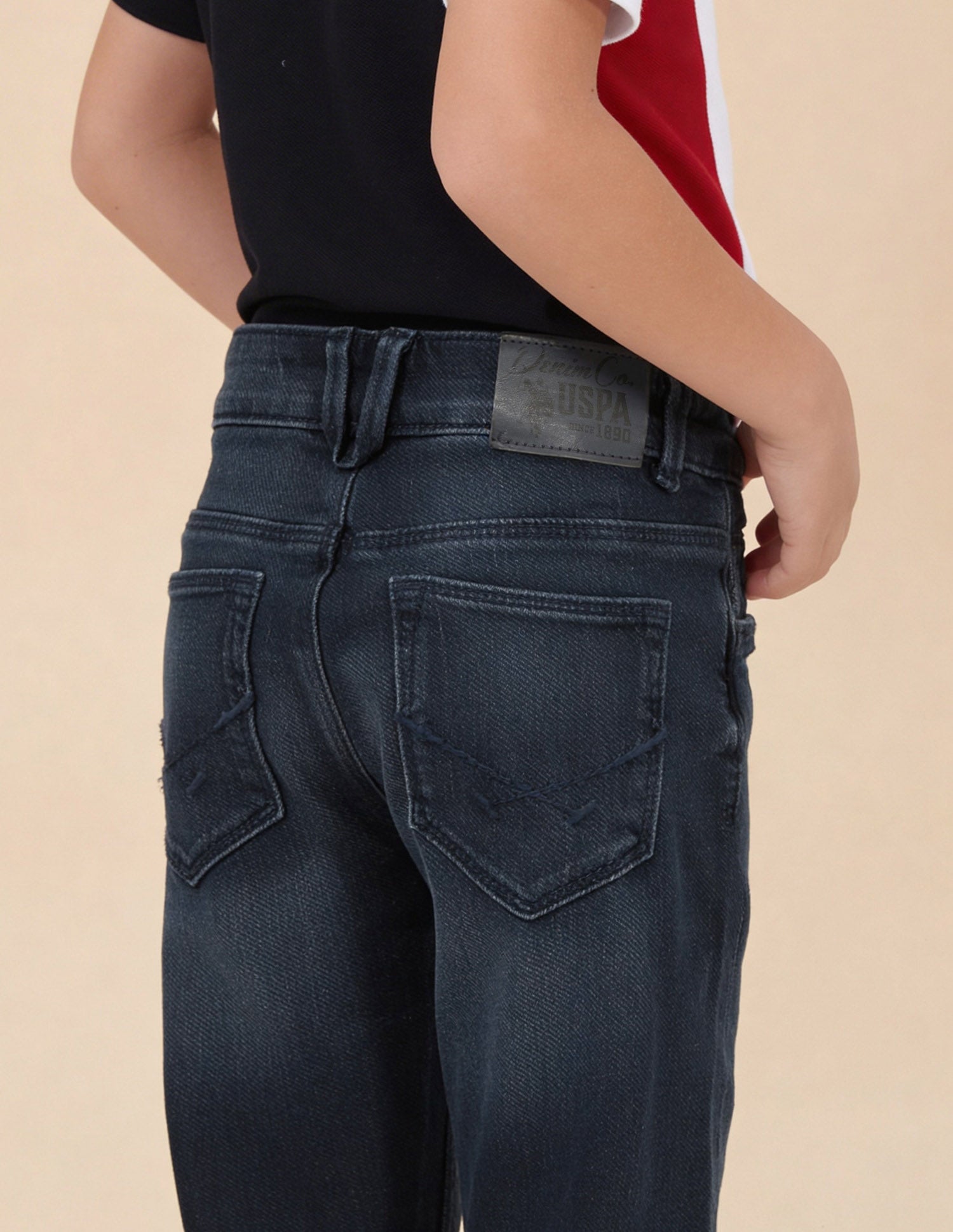 Slim Fit Whiskered Jeans Dark Blue - U.S. Polo Assn. India | Large