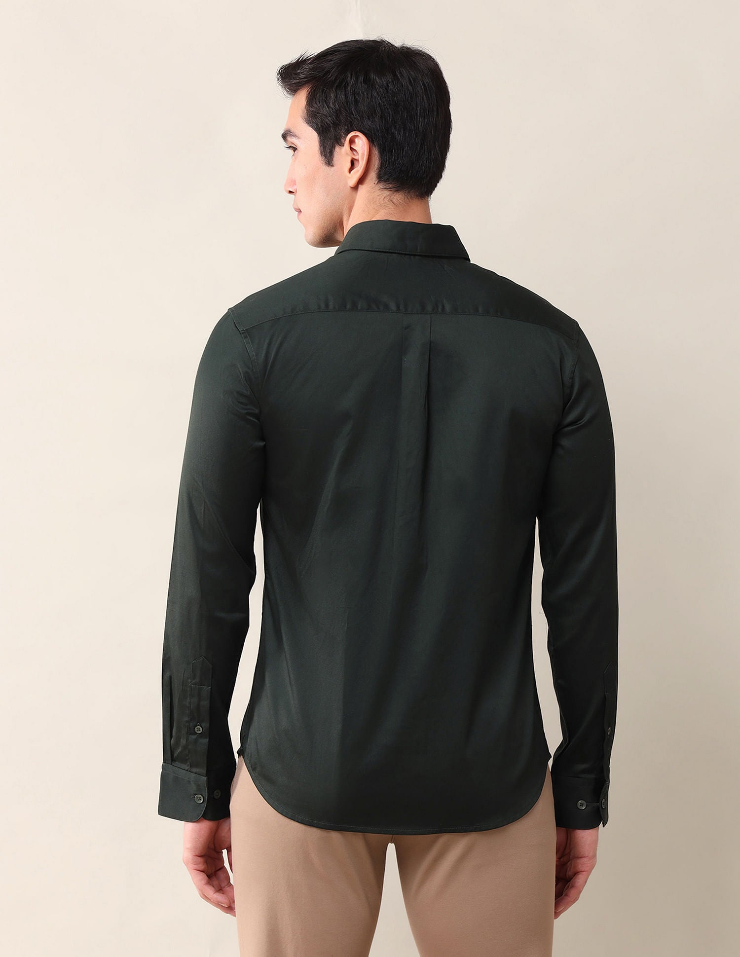 Tailored Fit Twill Solid Shirt Dk Olive - U.S. Polo Assn. India | Large