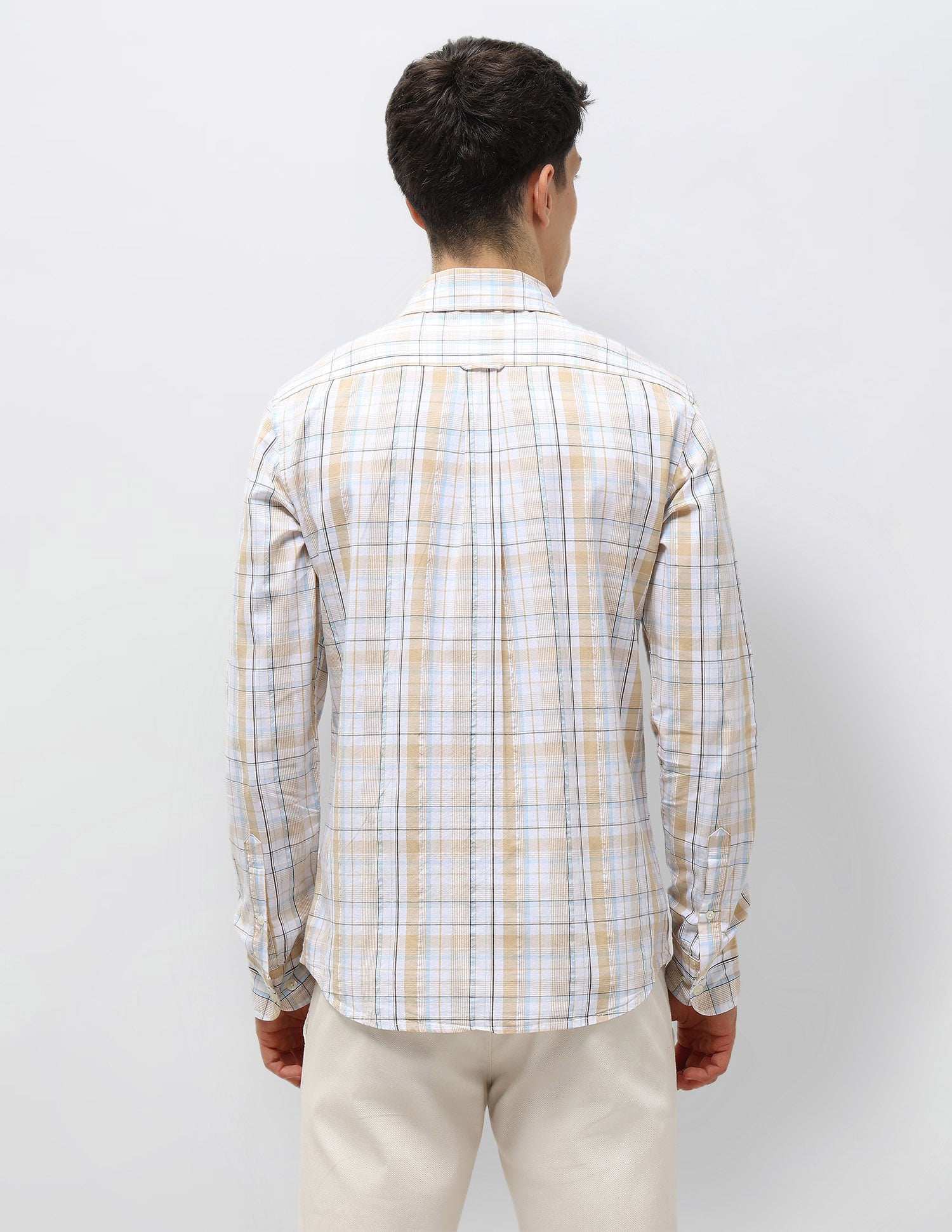 Tartan Checked Seersucker Shirt Mustard - U.S. Polo Assn. India | Large