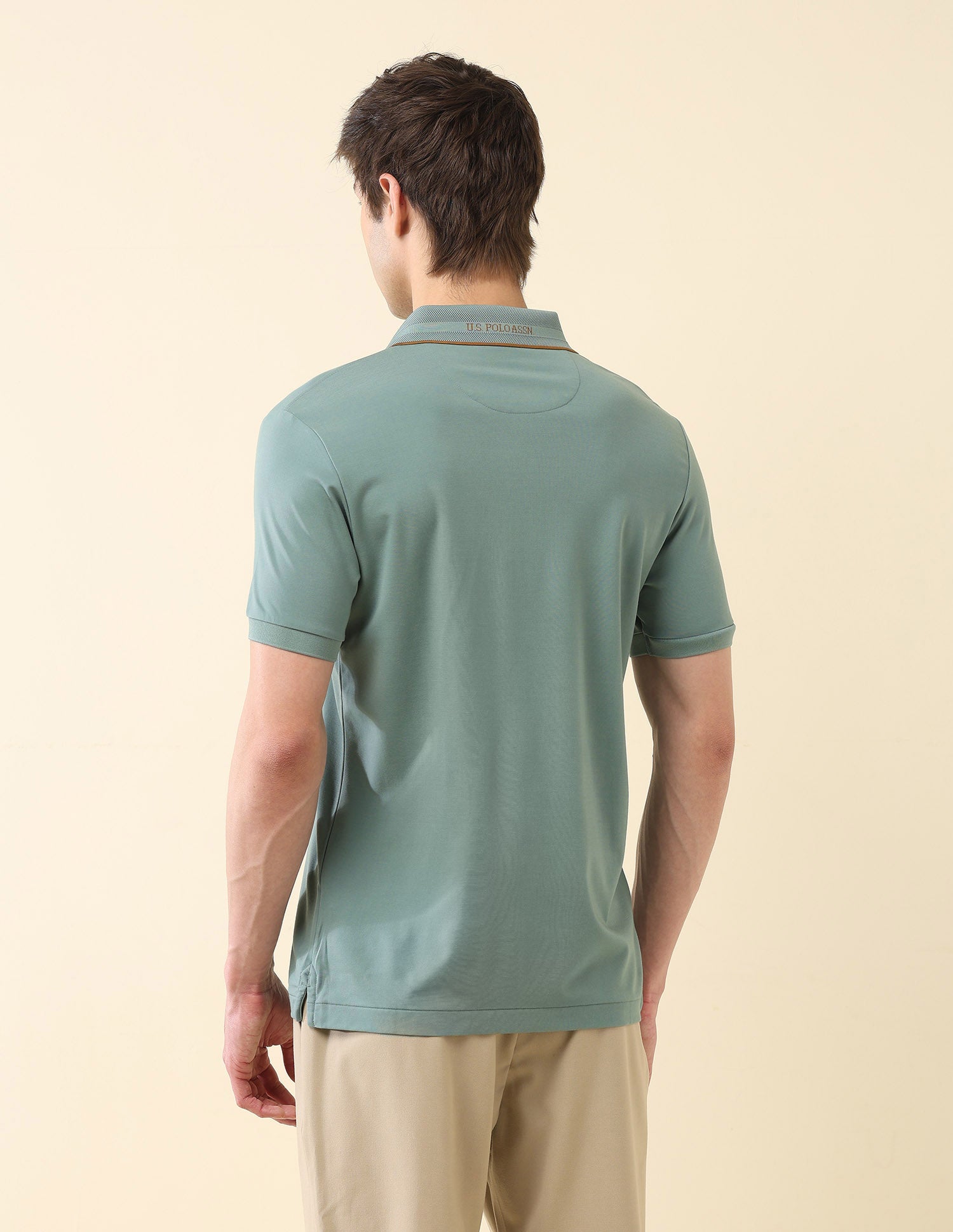 Solid Slim Fit Gentlemans Club Polo Shirt Light Green - U.S. Polo Assn. India | Large