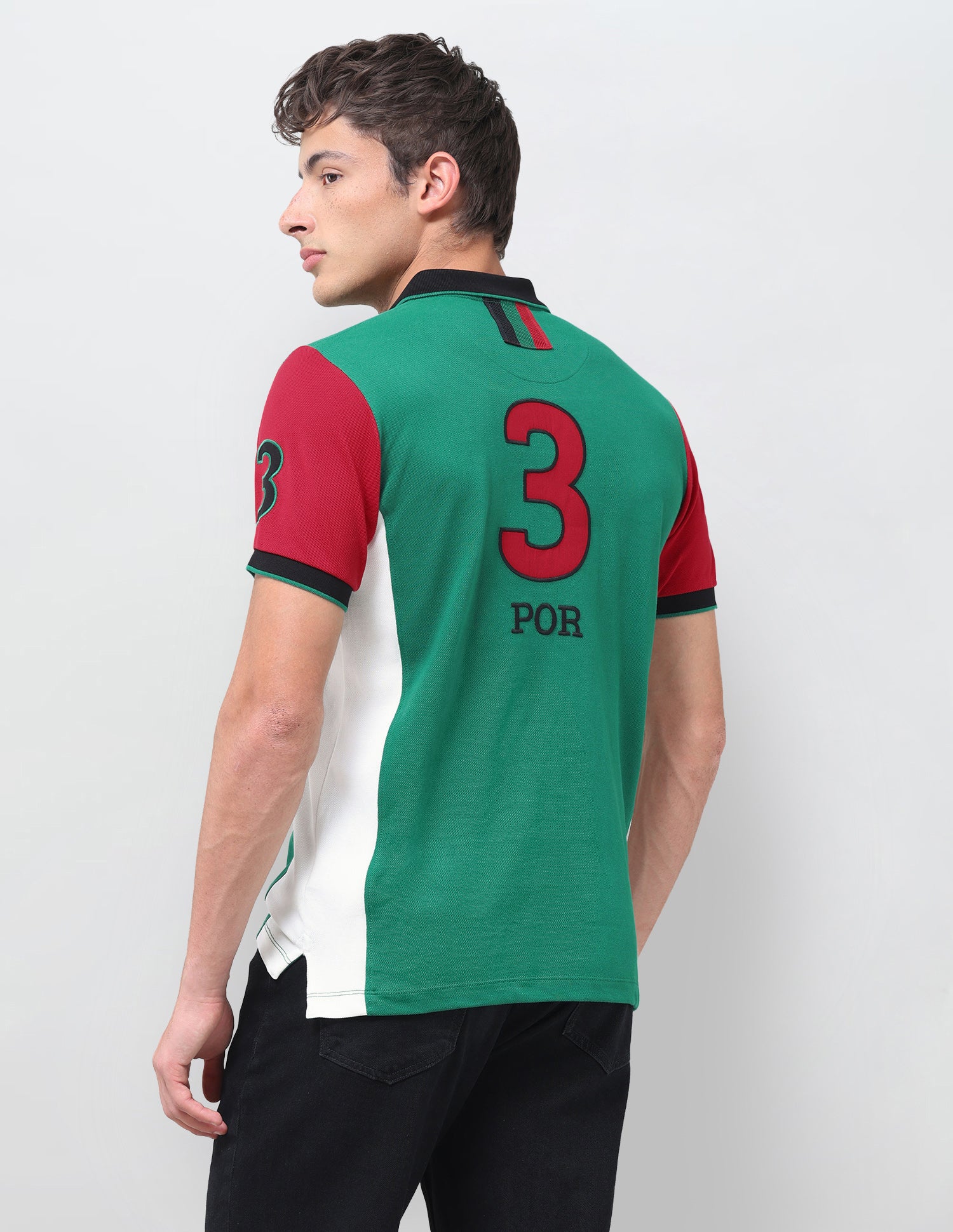 Colourblocked Embroidered Slim Fit Polo Shirt Green - U.S. Polo Assn. India | Large